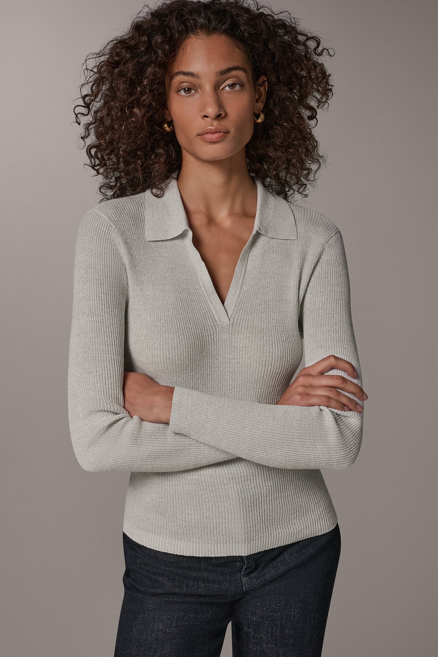 RIB POLO SWEATER VIEW 1