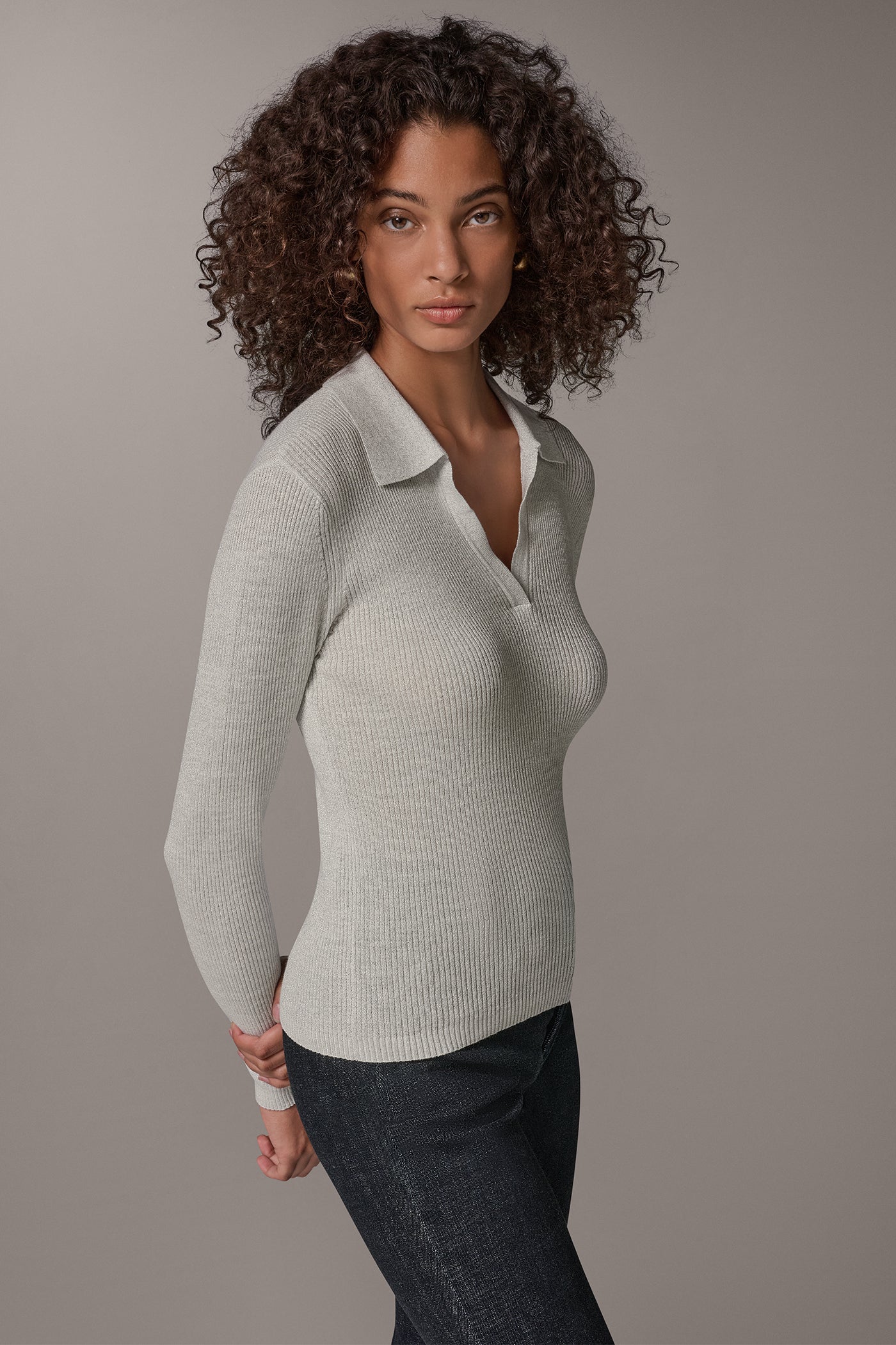 RIB POLO SWEATER VIEW 2