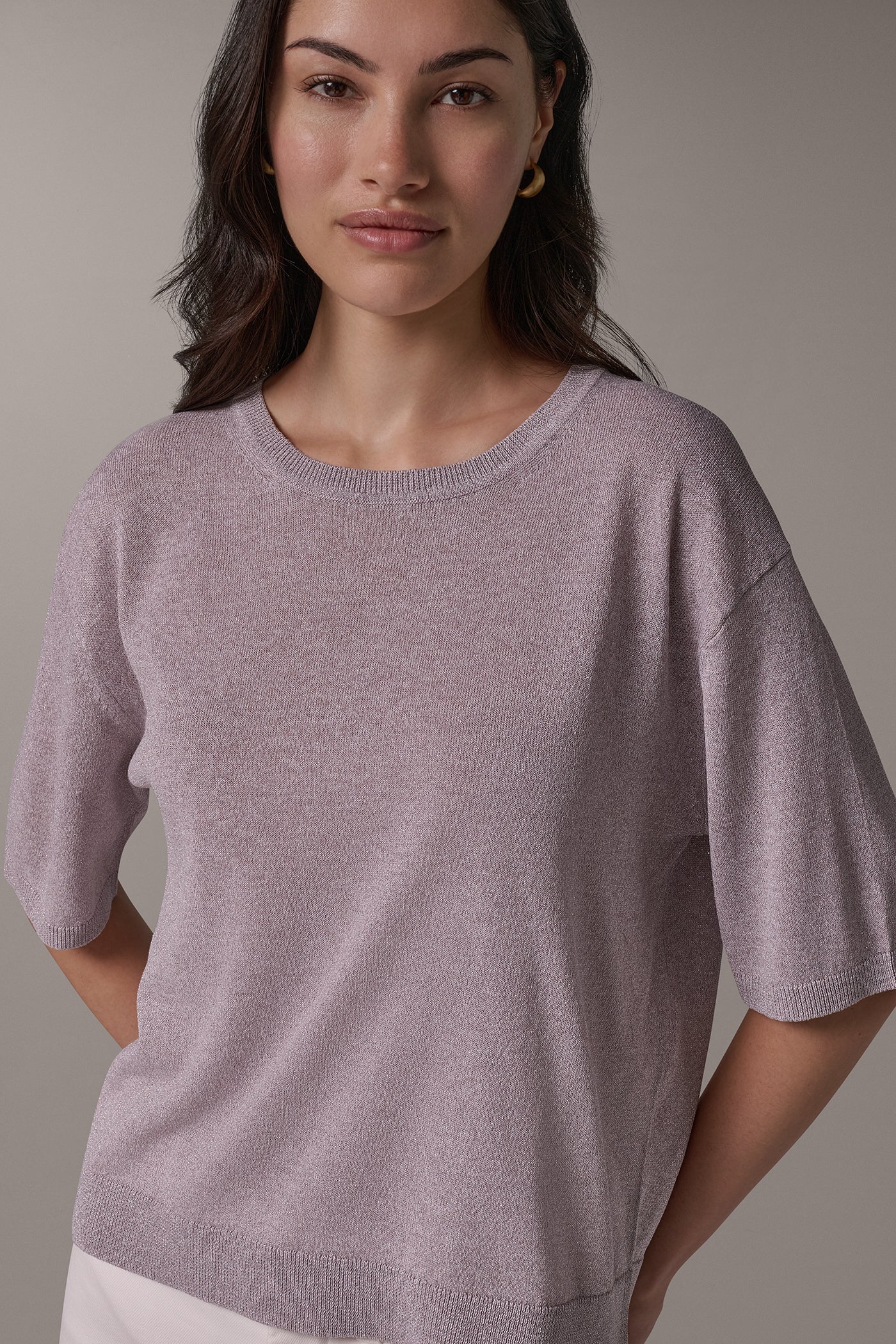 METALLIC ELBOW SLEEVE SWEATER VIEW 4