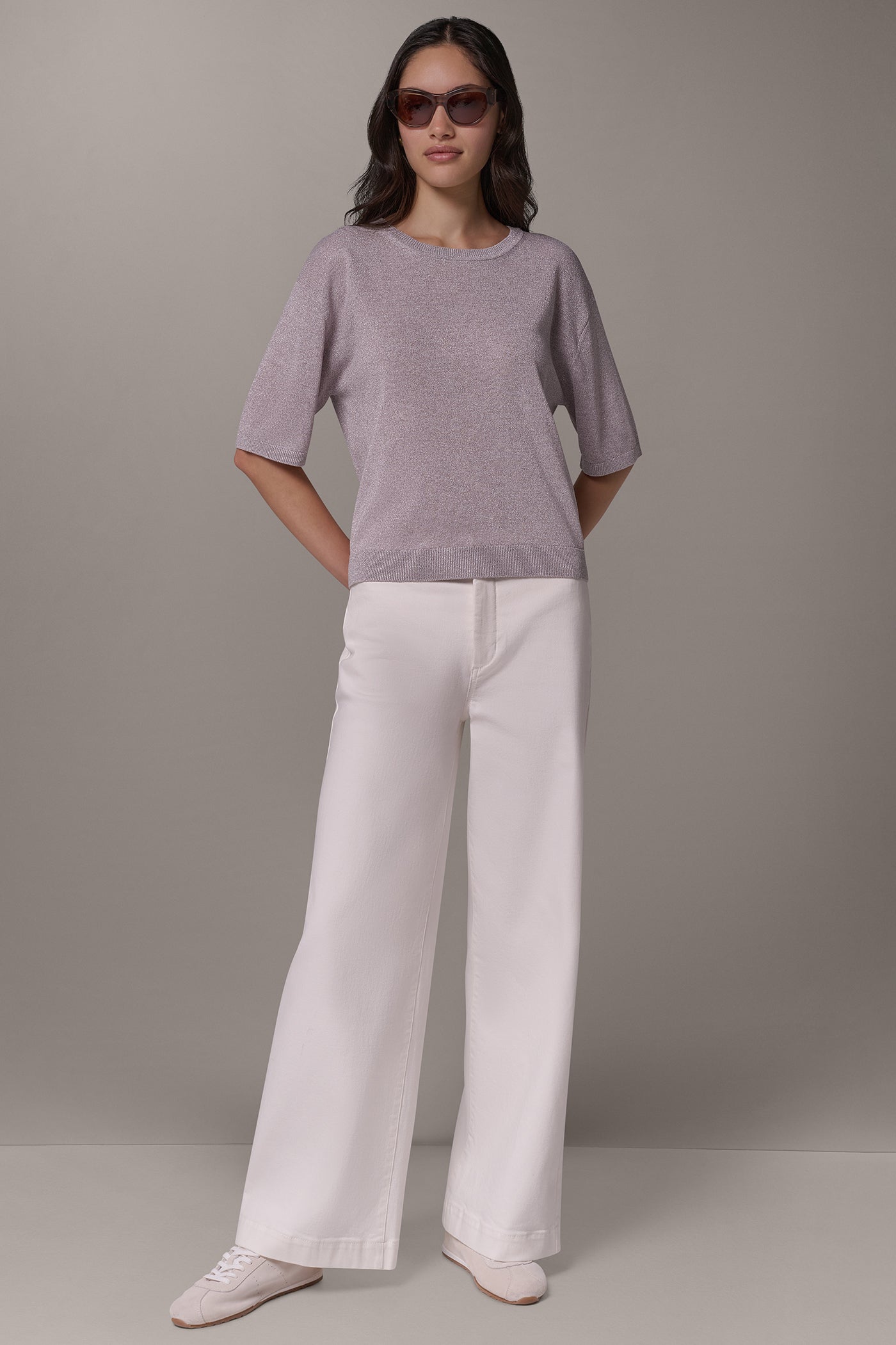 METALLIC ELBOW SLEEVE SWEATER VIEW 6