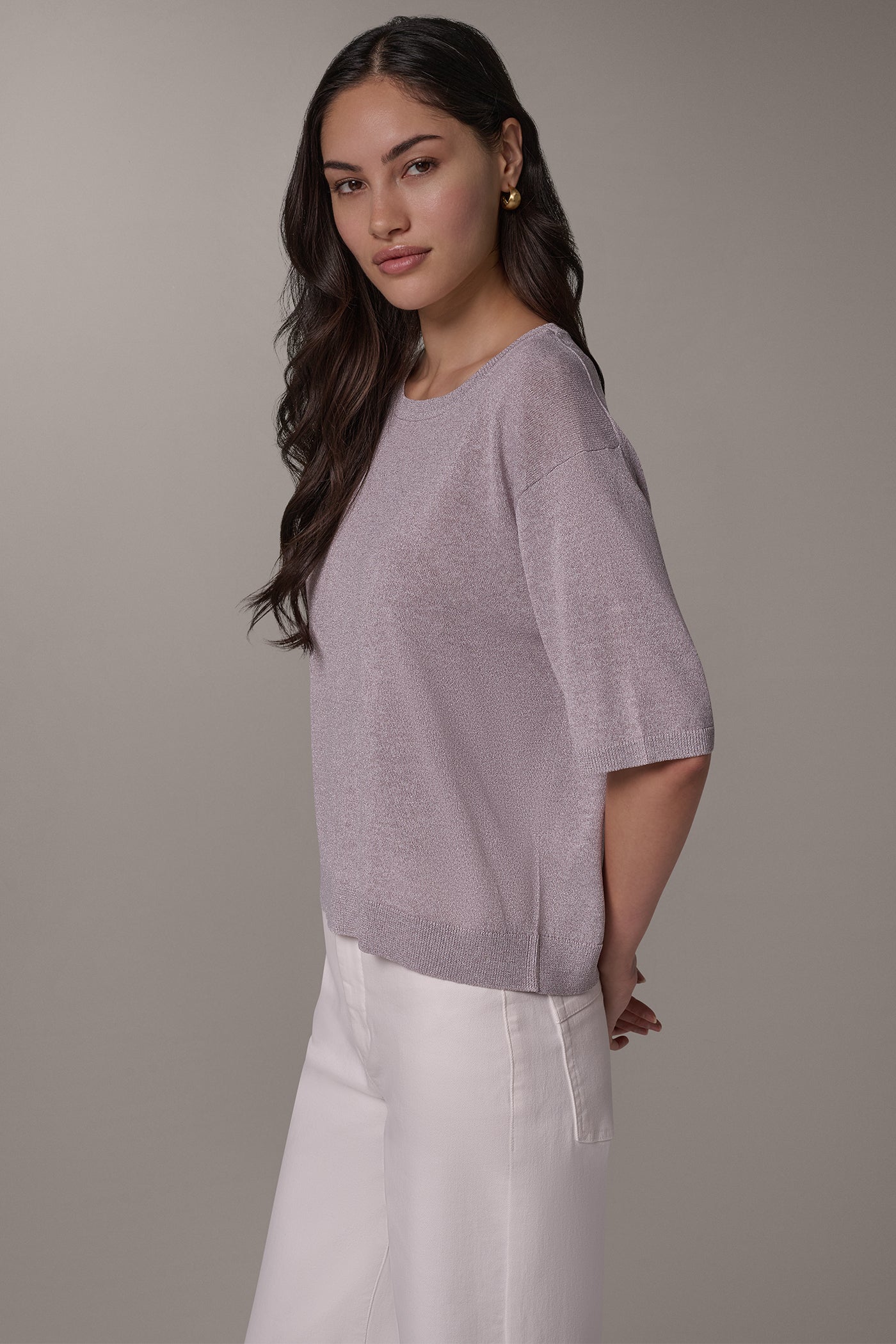 METALLIC ELBOW SLEEVE SWEATER VIEW 3