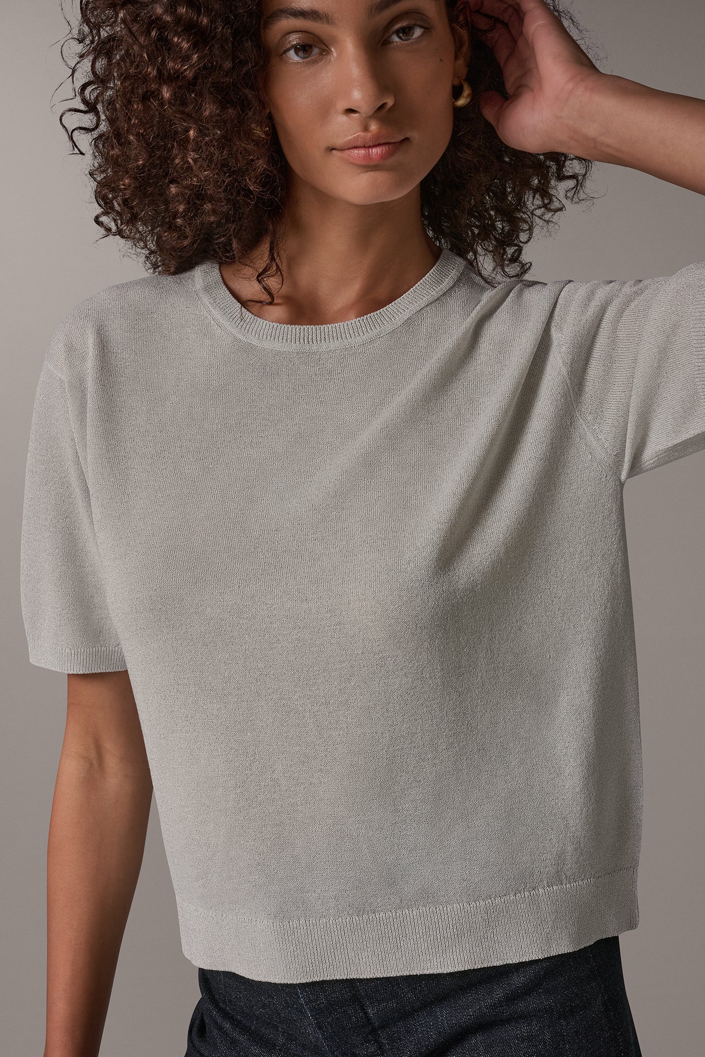 METALLIC ELBOW SLEEVE SWEATER VIEW 4