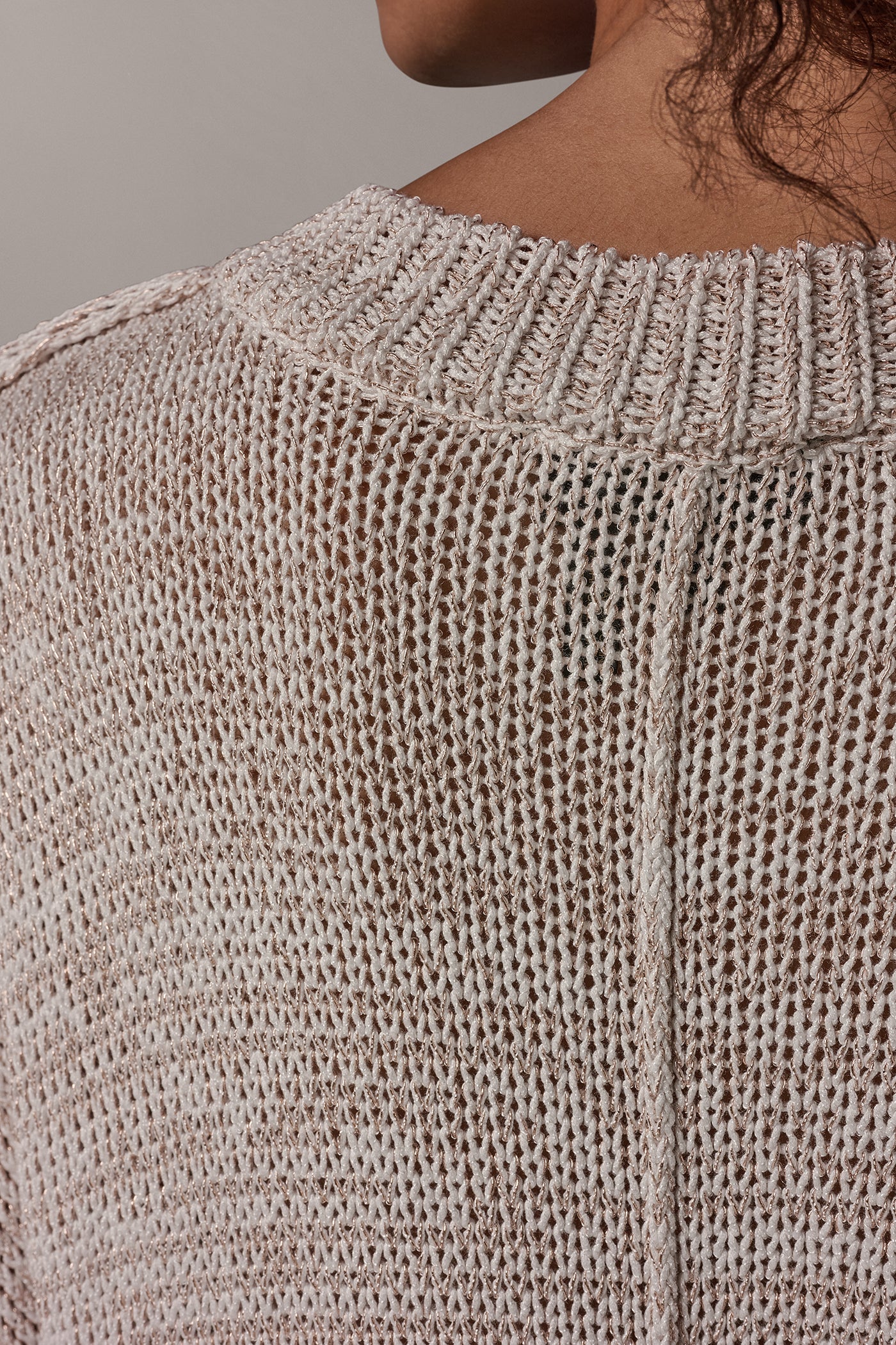 CAP SLEEVE METALLIC V-NECK SWEATER VIEW 7