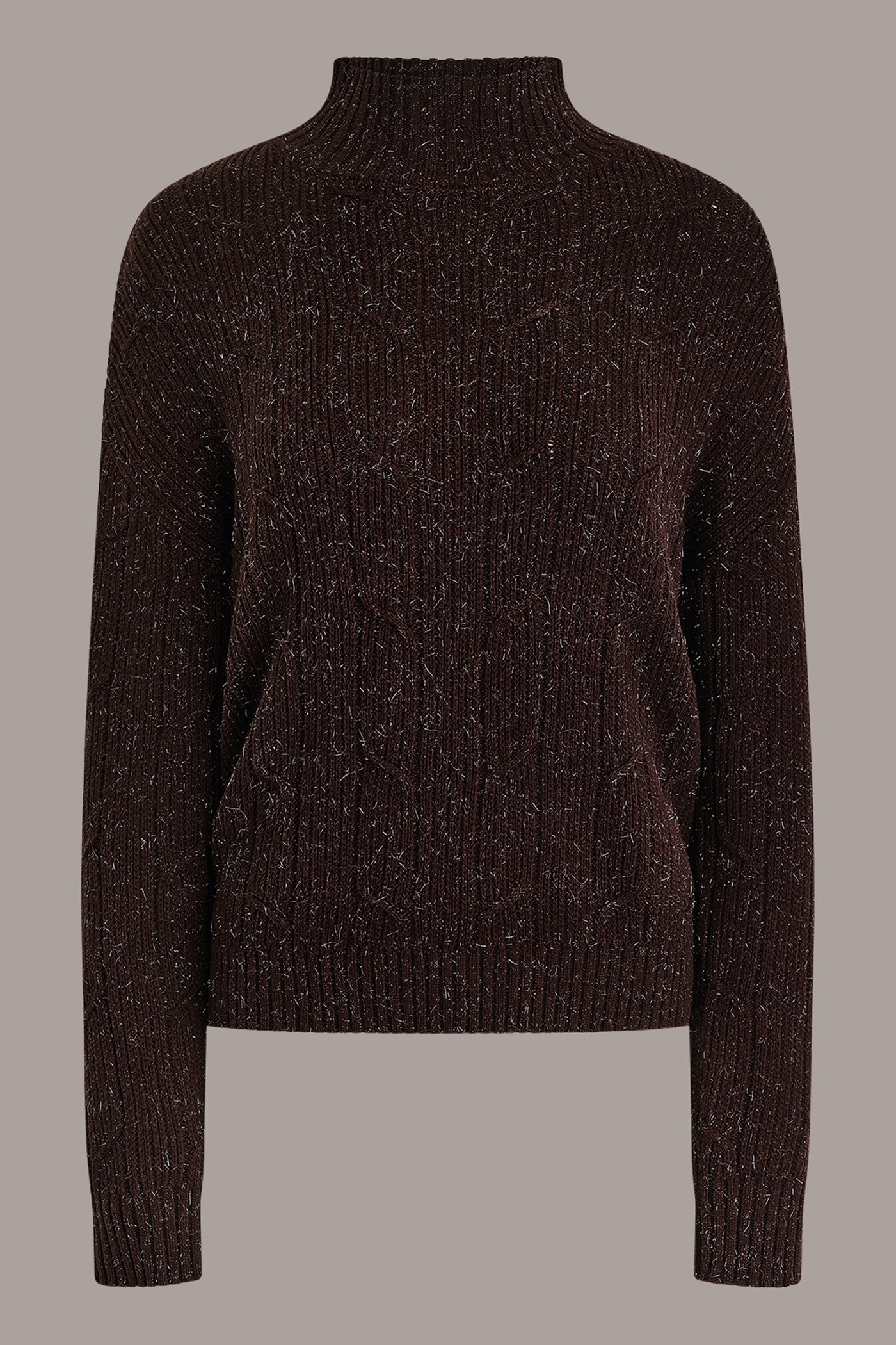 METALLIC MOCK NECK CABLE SWEATER VIEW 7 | New clothing