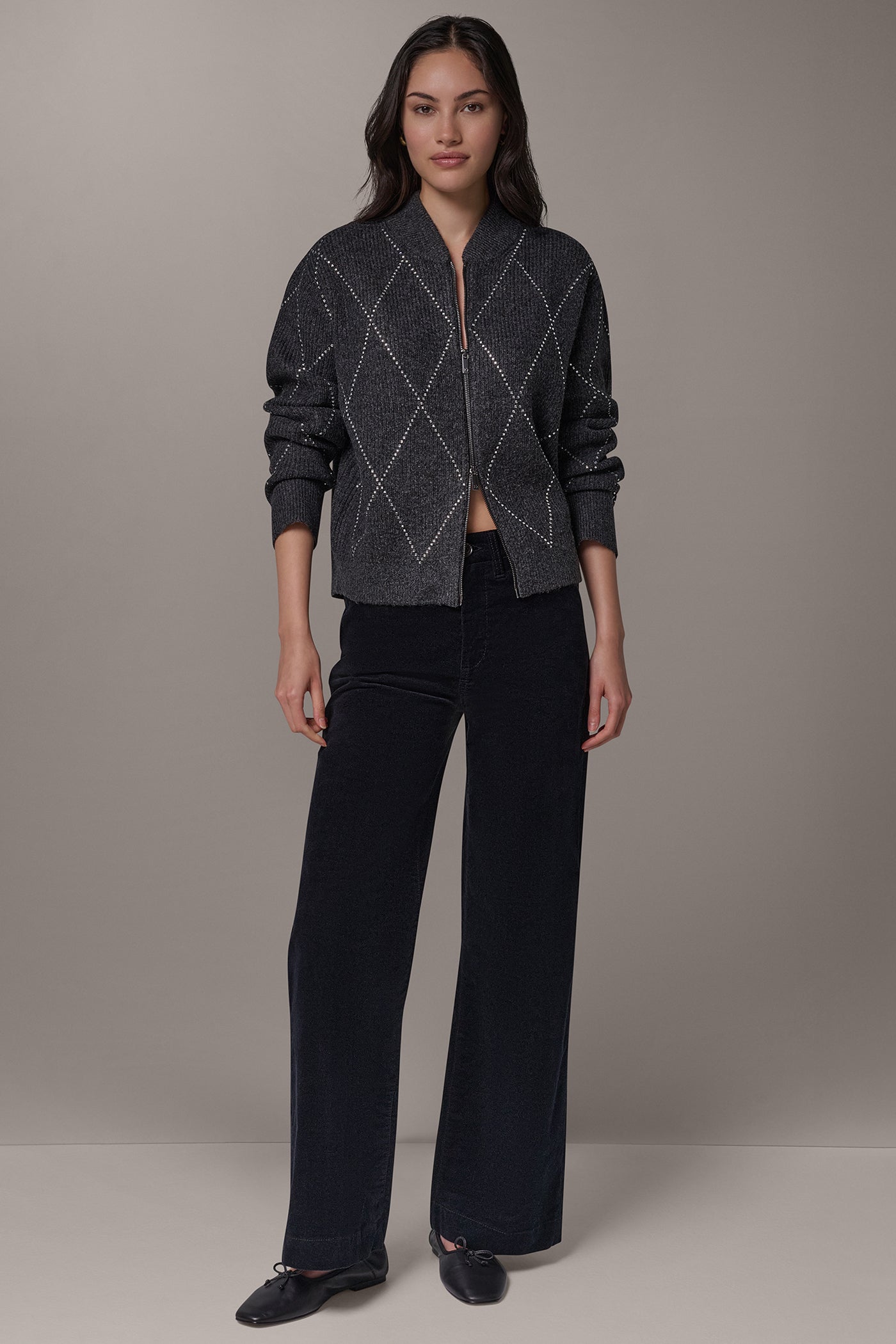 CRYSTAL ZIP BOMBER CARDIGAN VIEW 8
