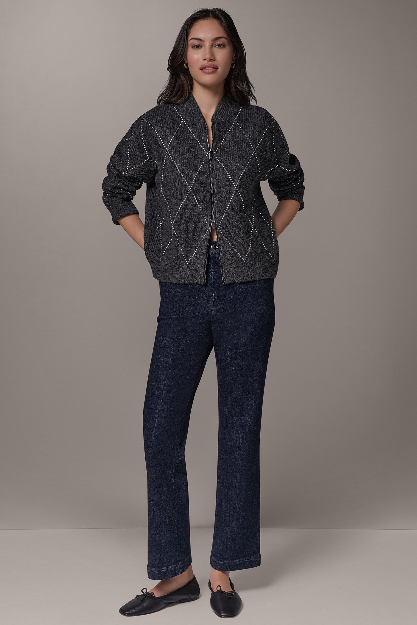 CRYSTAL ZIP BOMBER CARDIGAN VIEW 9