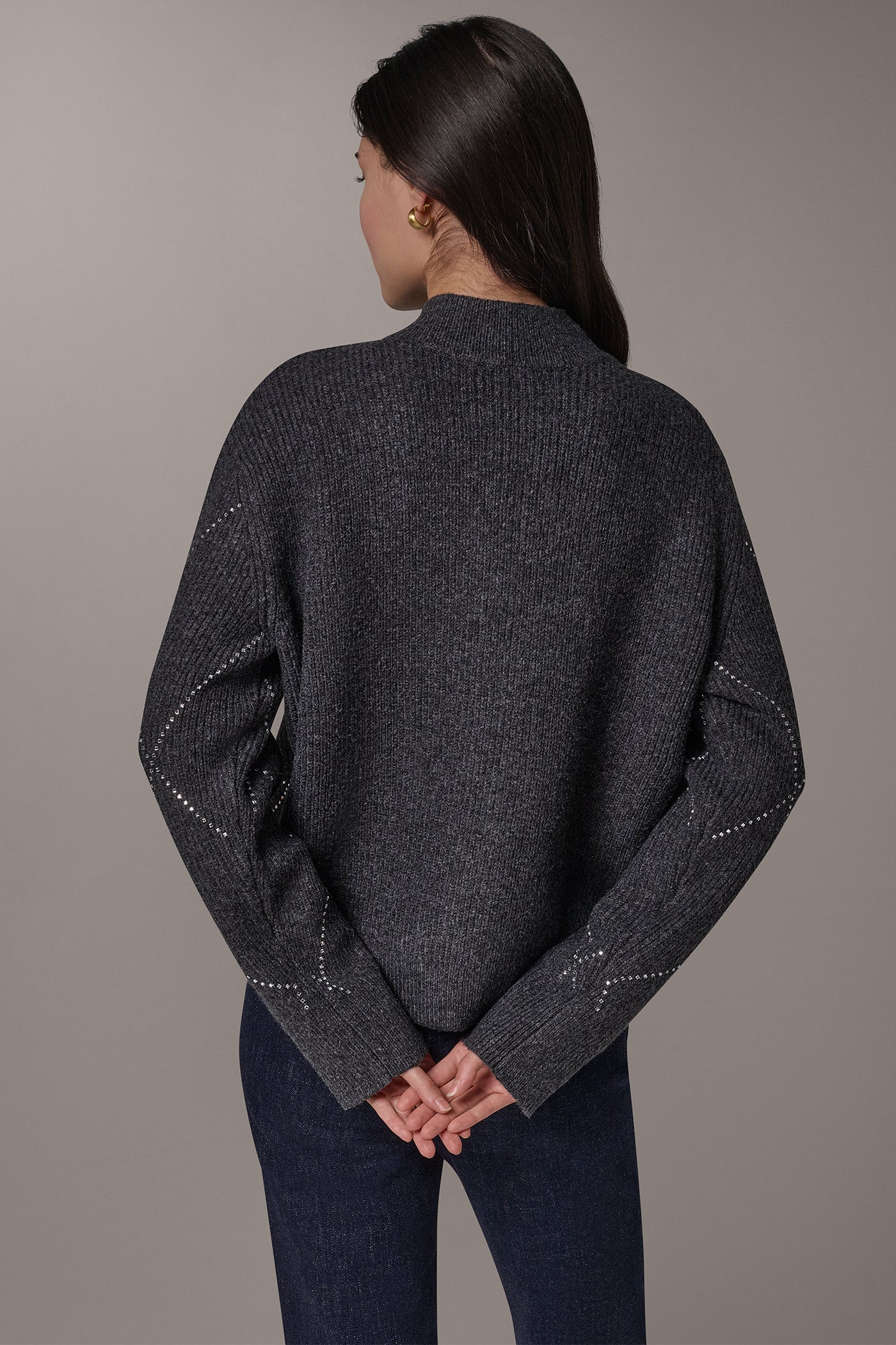 CRYSTAL ZIP BOMBER CARDIGAN VIEW 3