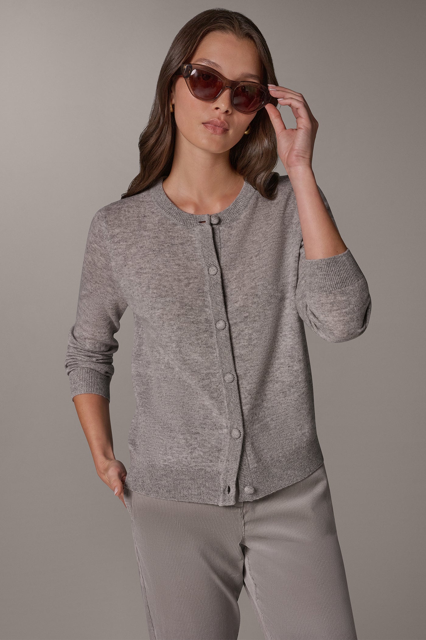 WOOL AND CASHMERE BLEND CARDIGAN VIEW 1