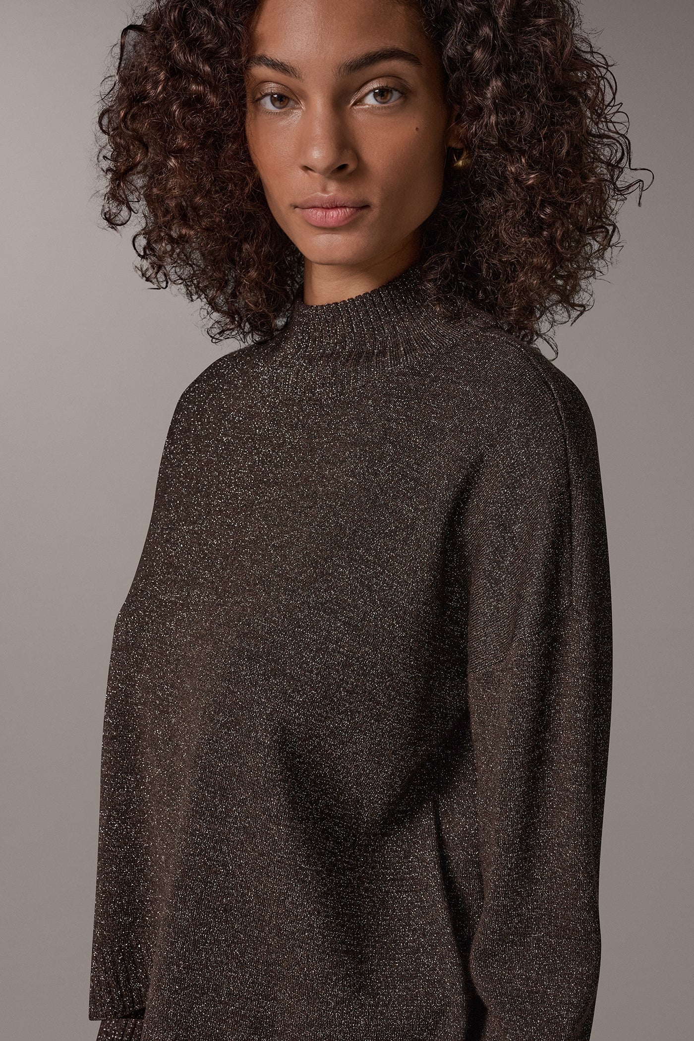RIBBED WOOL BLEND METALLIC SWEATER VIEW 4