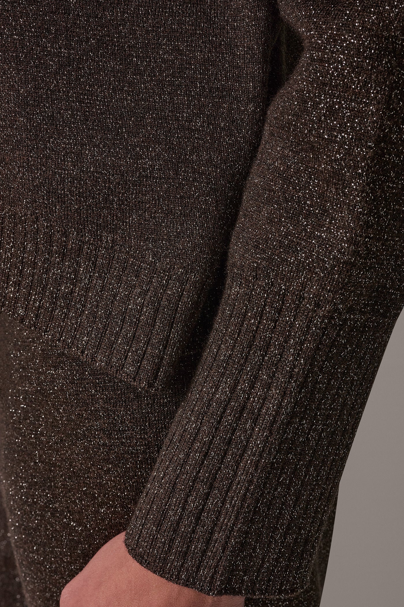 RIBBED WOOL BLEND METALLIC SWEATER VIEW 5