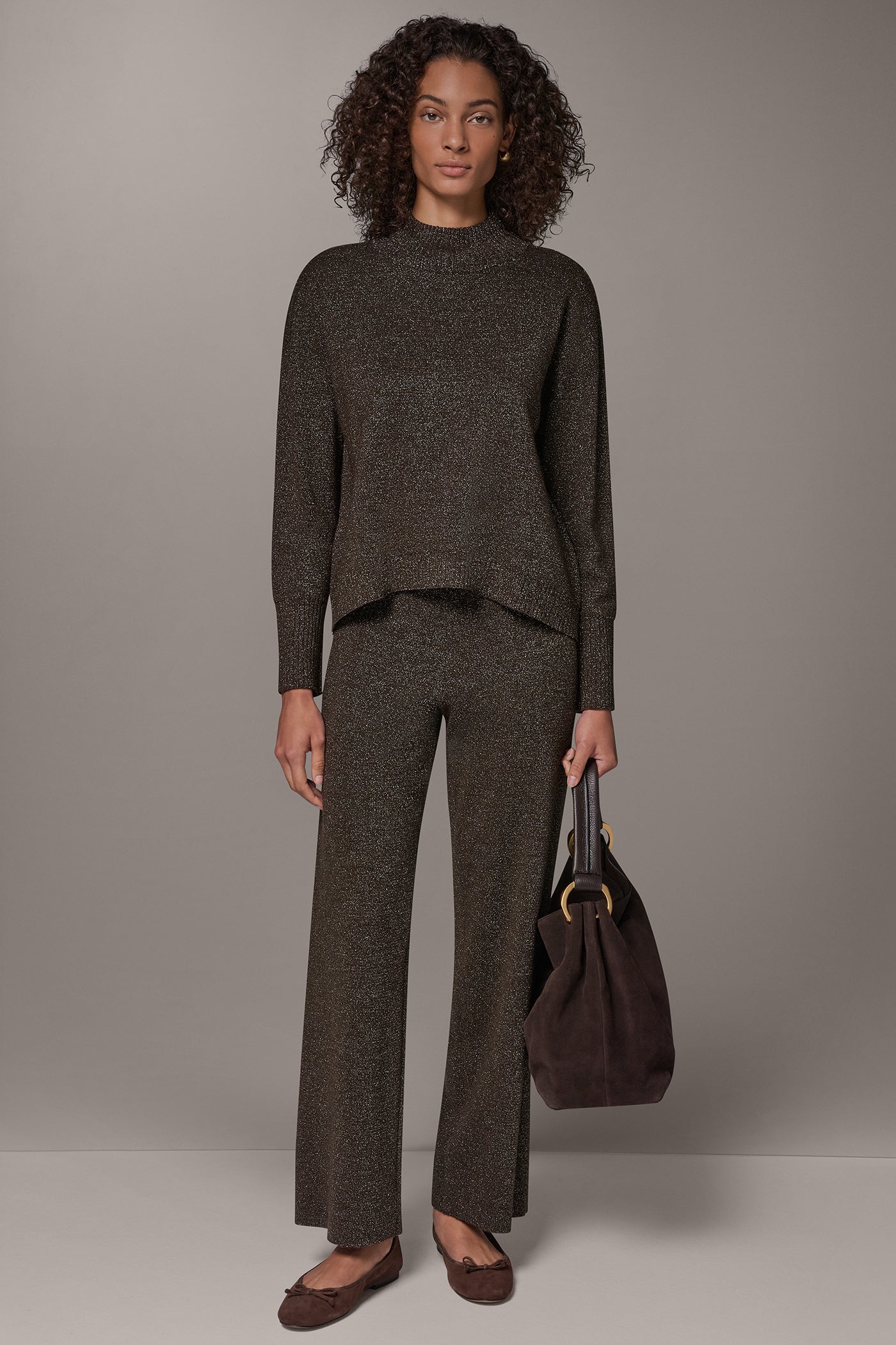 RIBBED WOOL BLEND METALLIC SWEATER VIEW 6