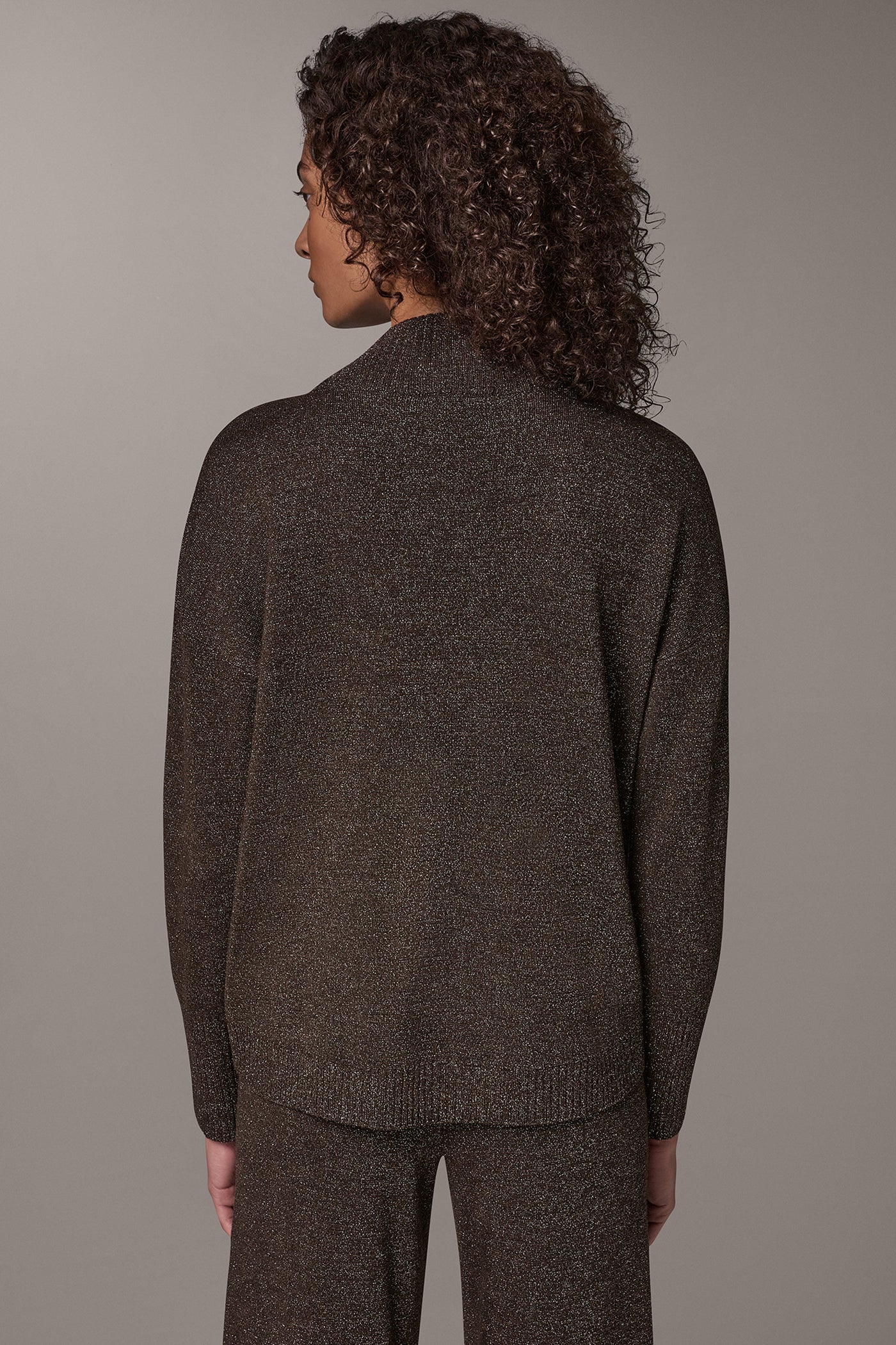 RIBBED WOOL BLEND METALLIC SWEATER VIEW 2
