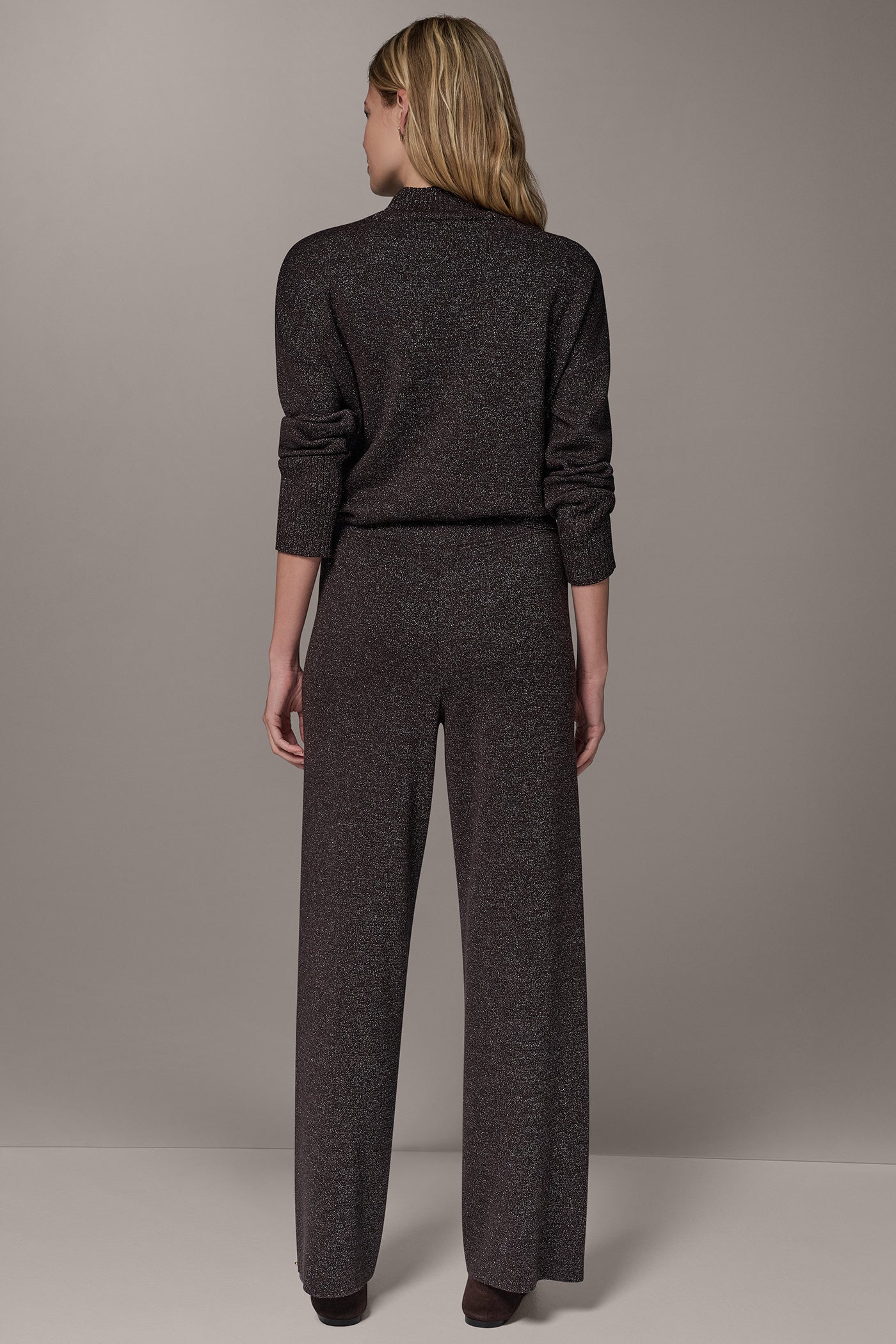 HIGH-RISE METALLIC WOOL BLEND PANT VIEW 7 | Donna Karan Weekend Pants & Skirts