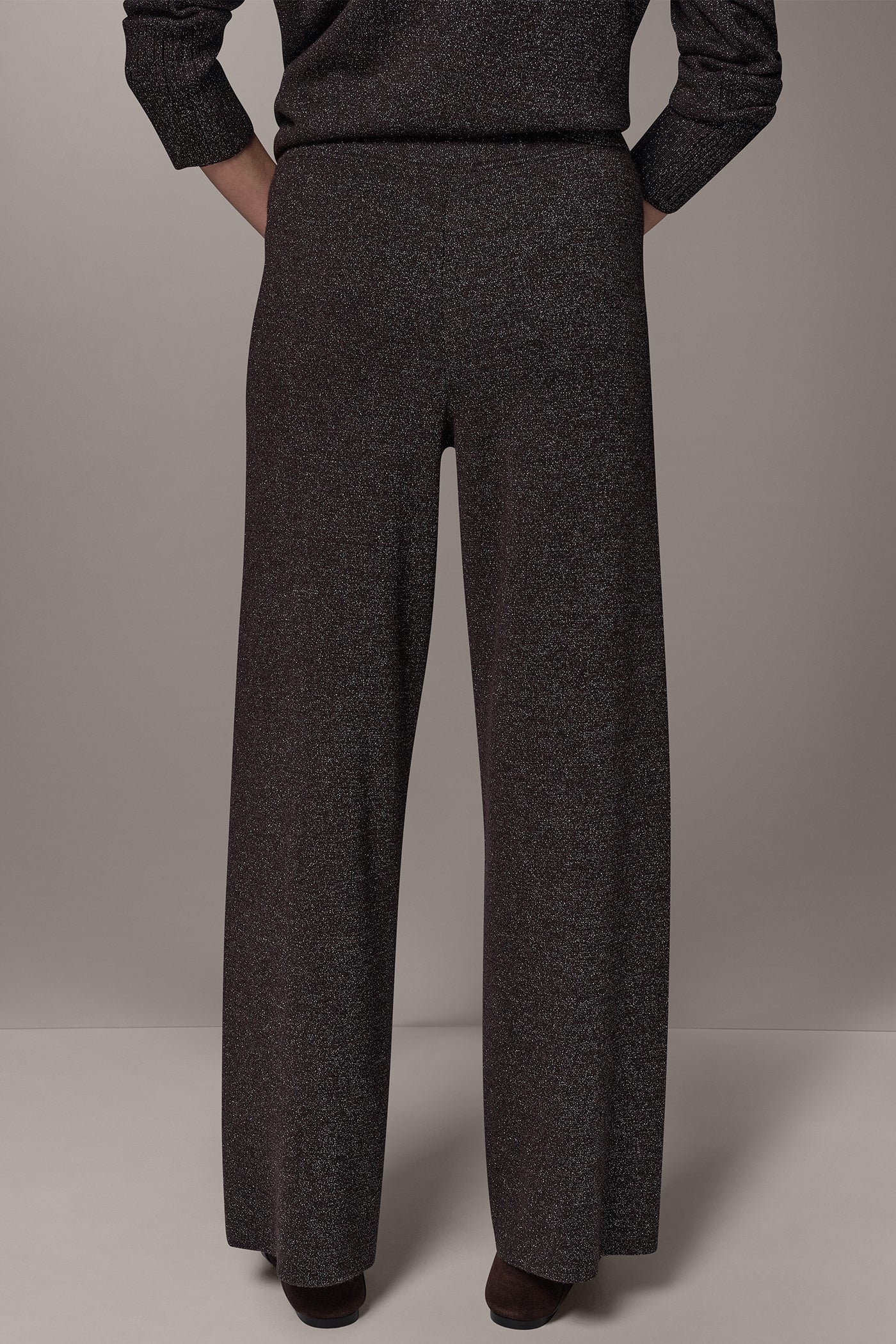 HIGH-RISE METALLIC WOOL BLEND PANT VIEW 3 | Donna Karan Weekend Pants & Skirts
