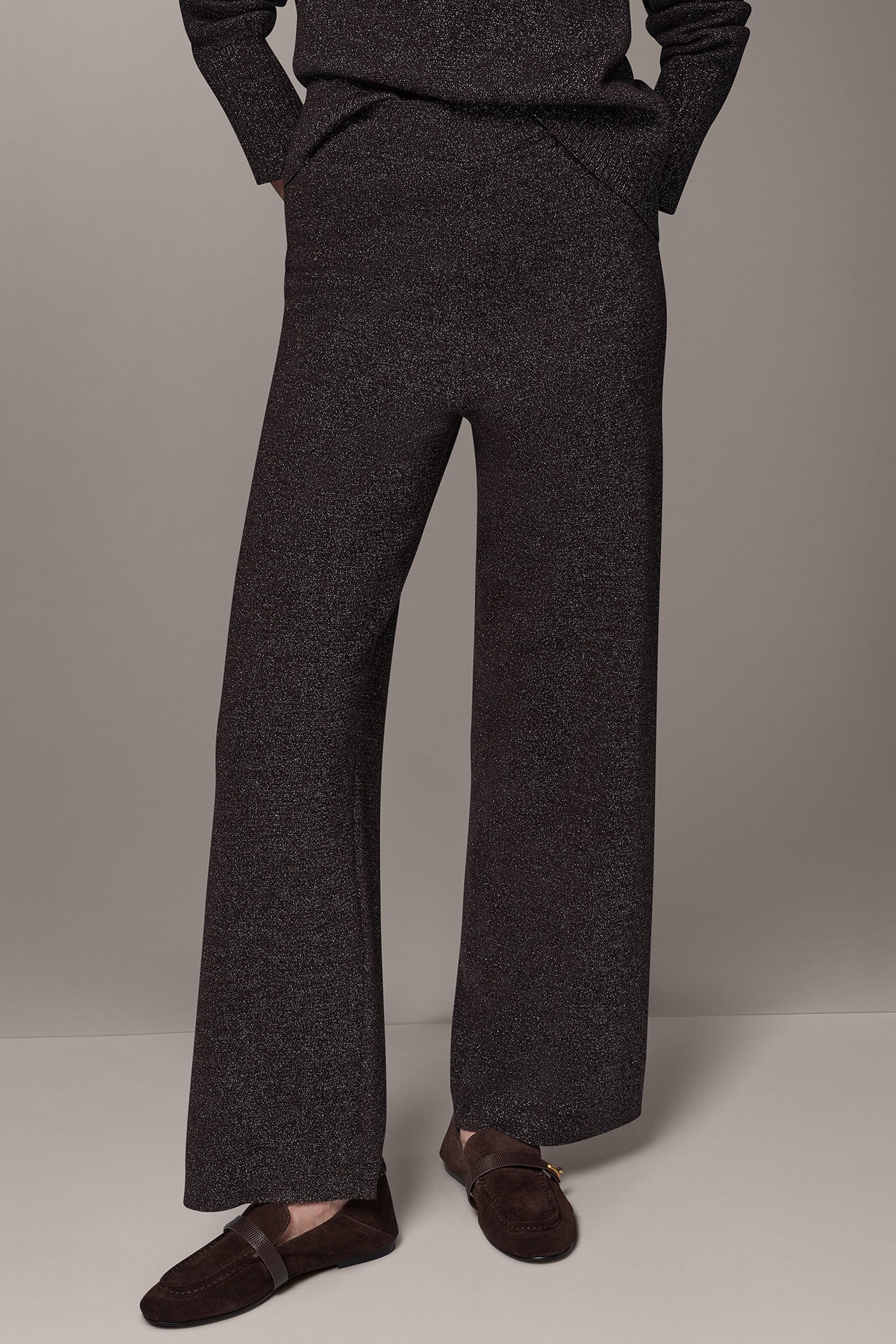 HIGH-RISE METALLIC WOOL BLEND PANT