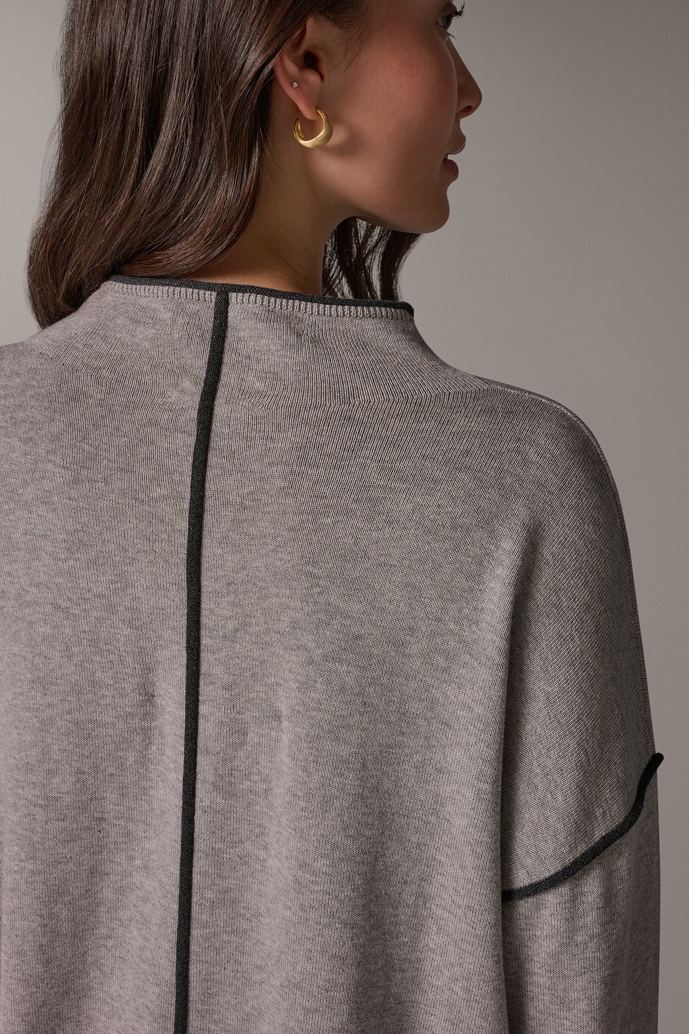 FUNNEL NECK CONTRAST TRIM SWEATER VIEW 6