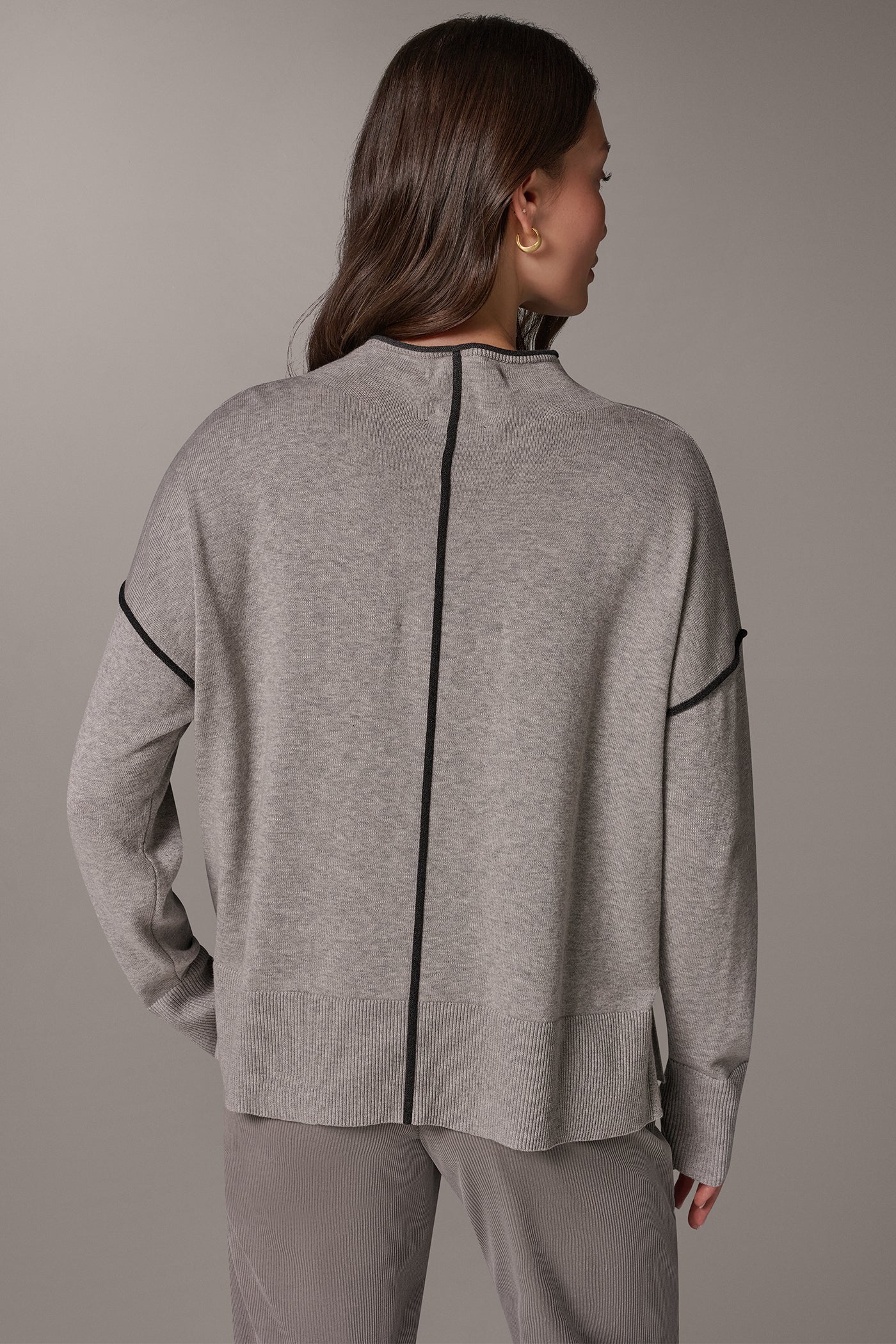 FUNNEL NECK CONTRAST TRIM SWEATER VIEW 4