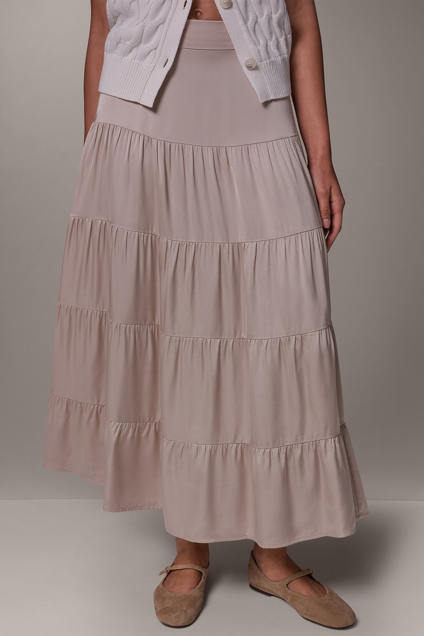 SATIN FLAT FRONT PRARIE SKIRT VIEW 1
