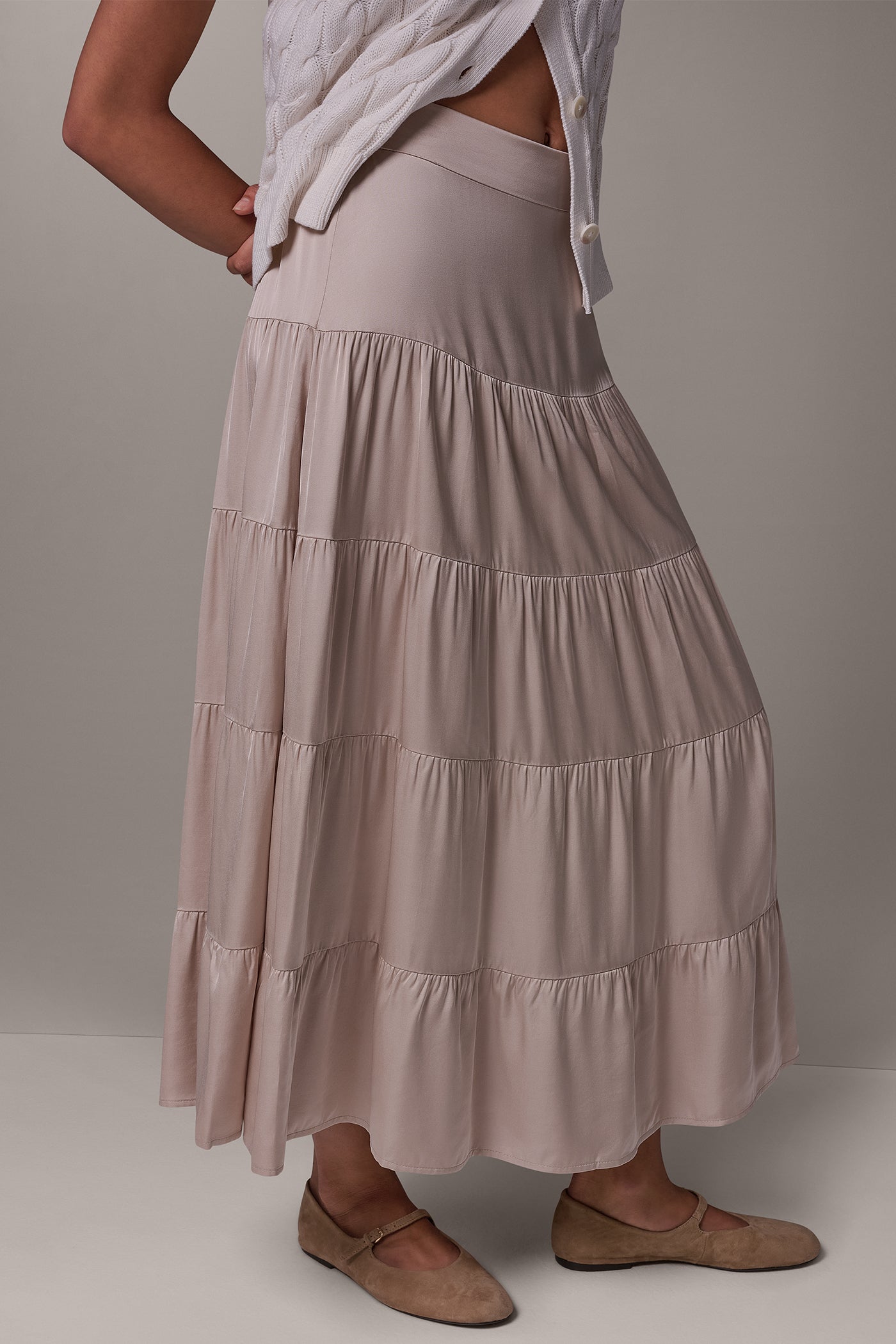SATIN FLAT FRONT PRARIE SKIRT VIEW 2