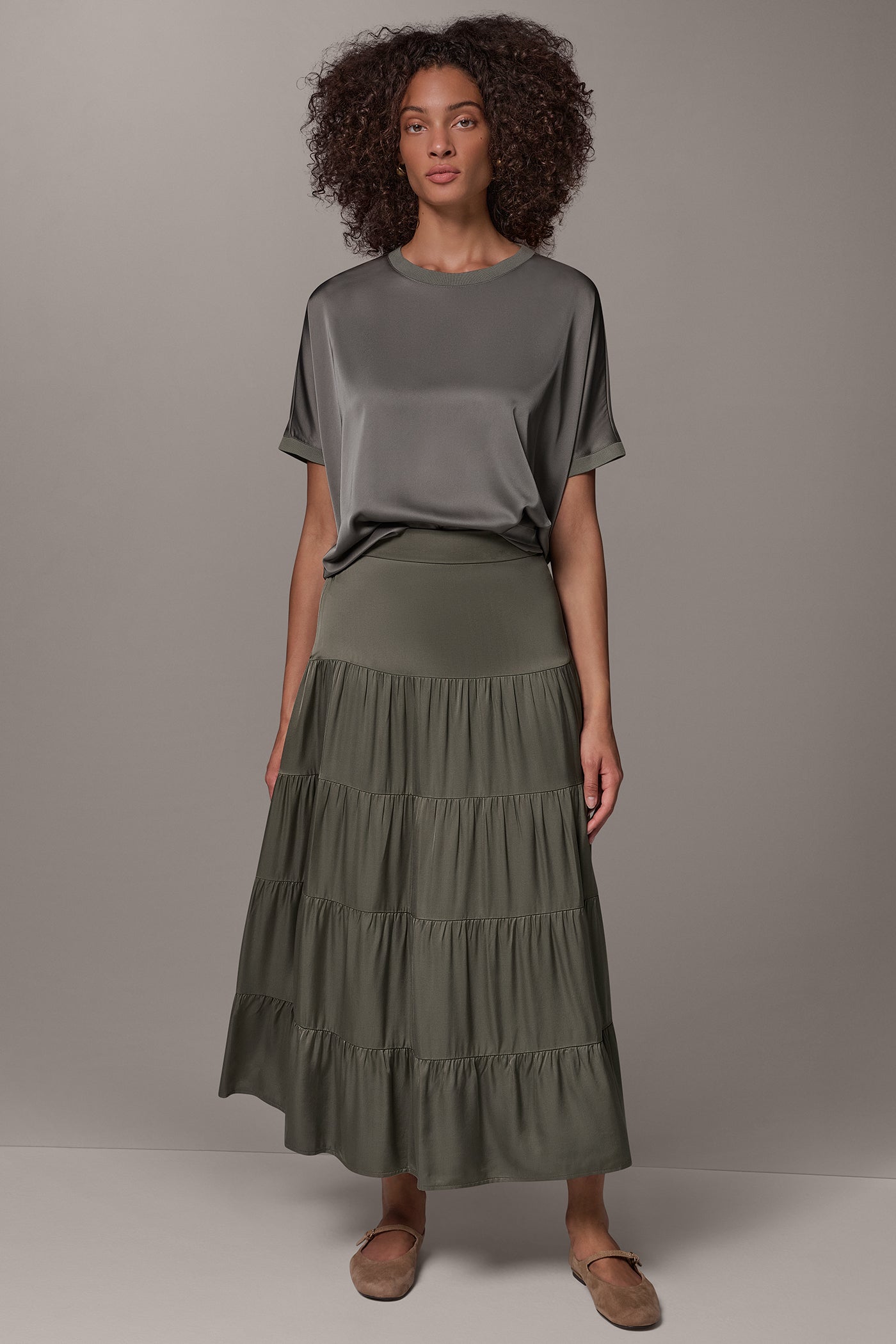 SATIN FLAT FRONT PRARIE SKIRT VIEW 7