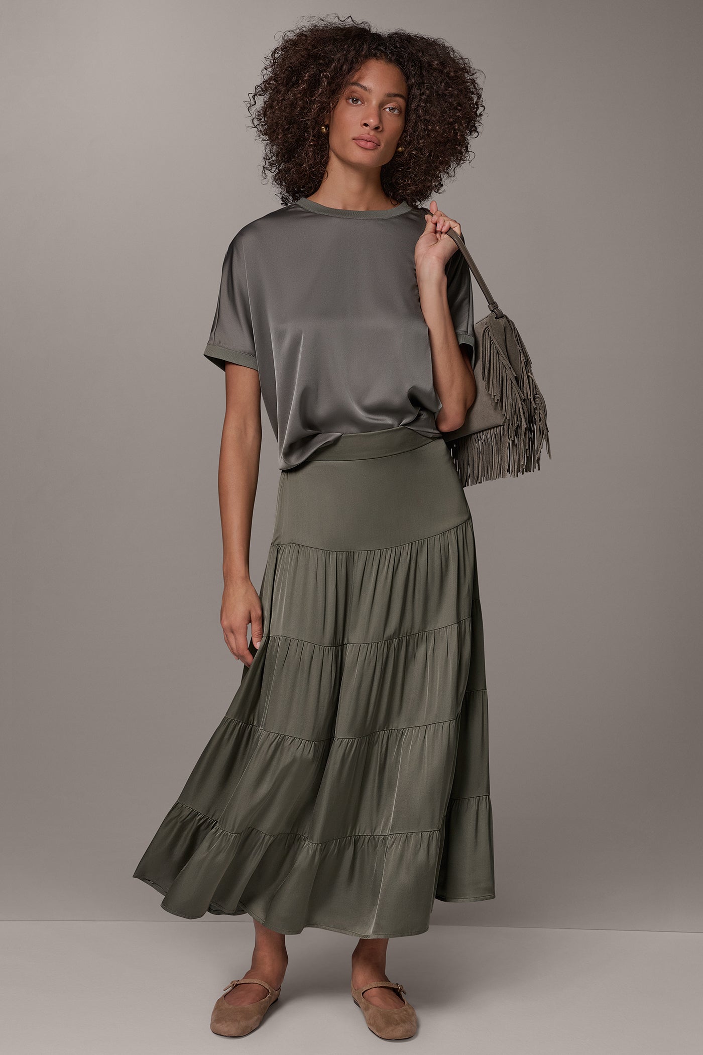 SATIN FLAT FRONT PRARIE SKIRT VIEW 2