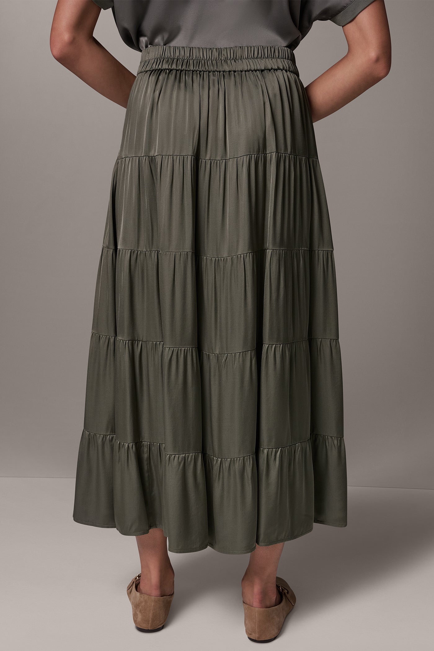 SATIN FLAT FRONT PRARIE SKIRT VIEW 3