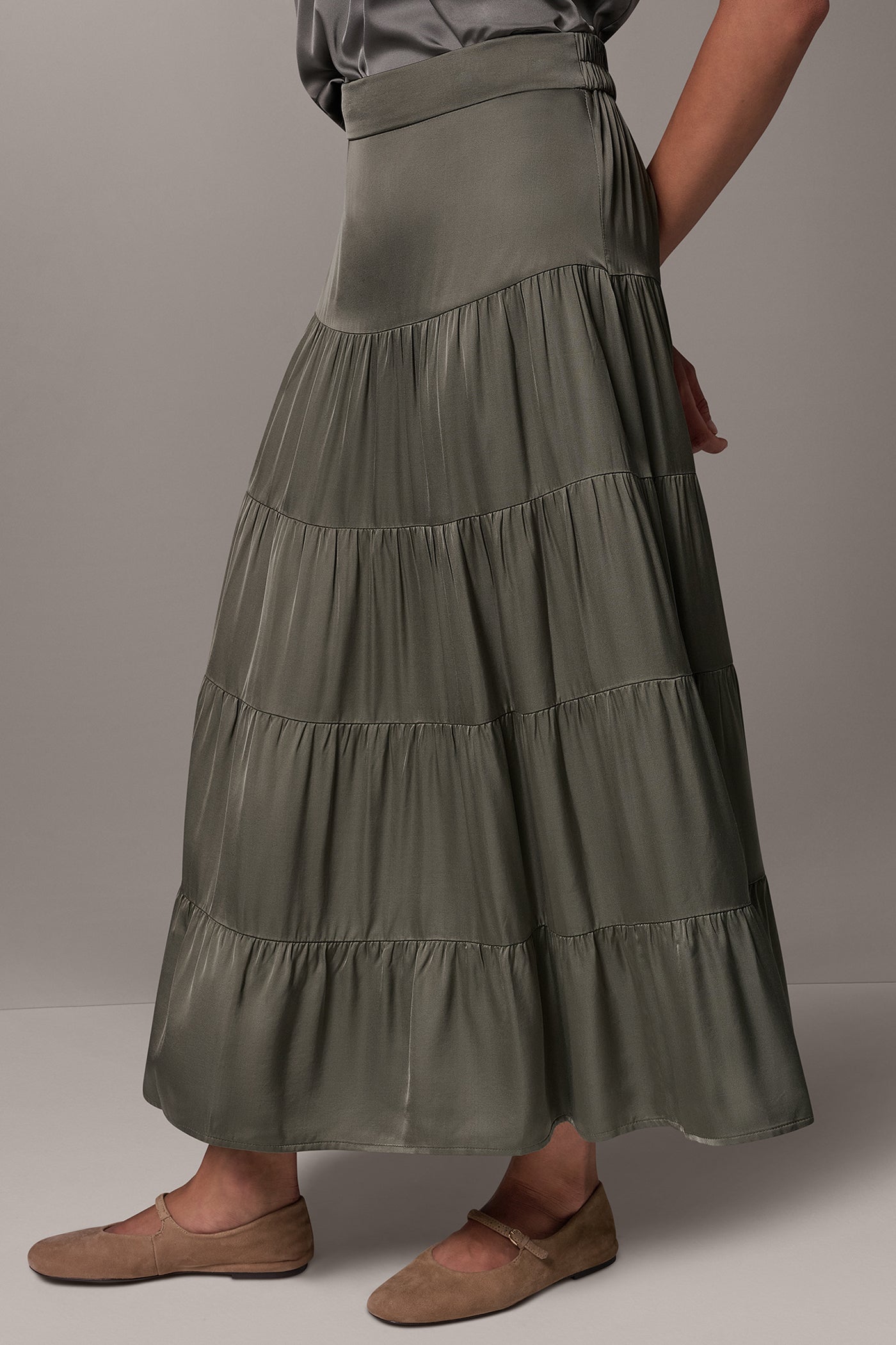 SATIN FLAT FRONT PRARIE SKIRT VIEW 4