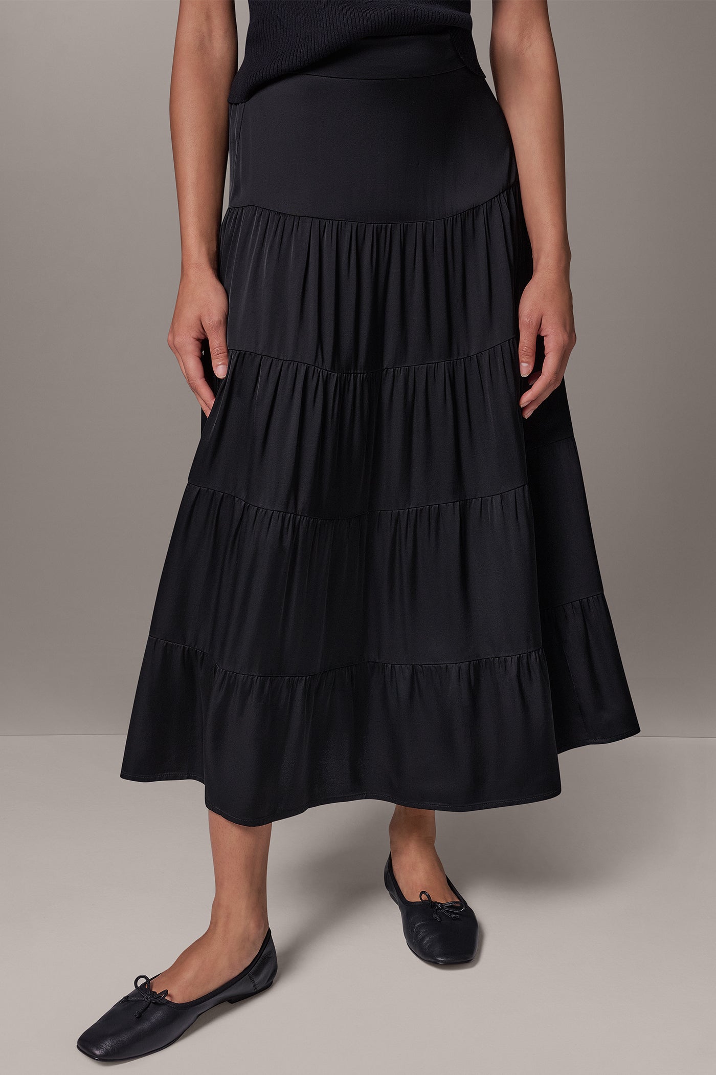 SATIN FLAT FRONT PRARIE SKIRT VIEW 1
