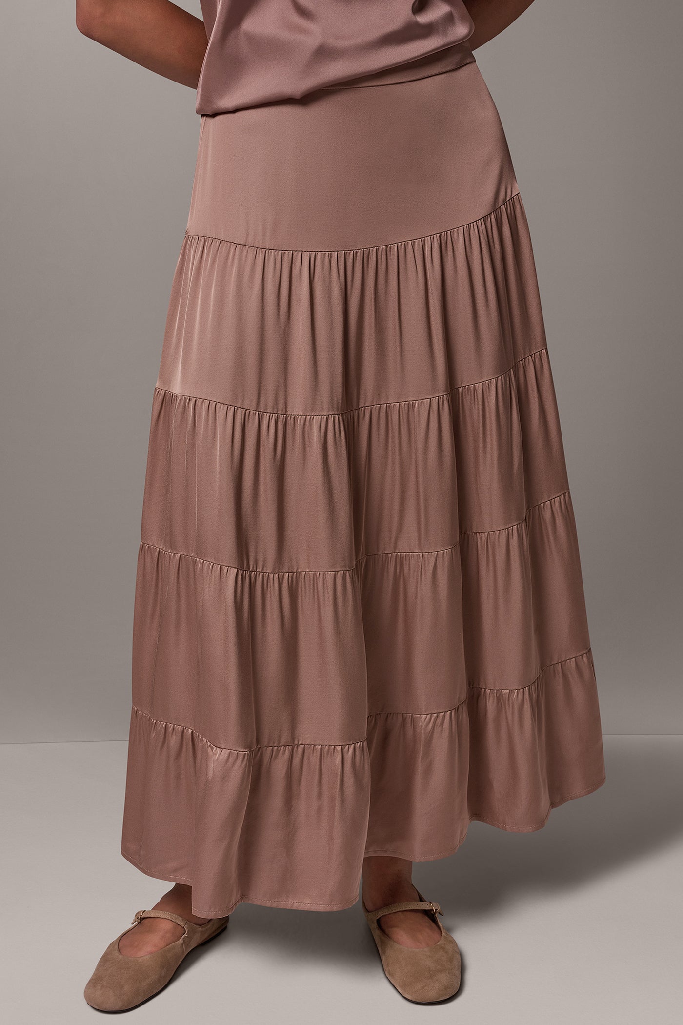 SATIN FLAT FRONT PRARIE SKIRT VIEW 1