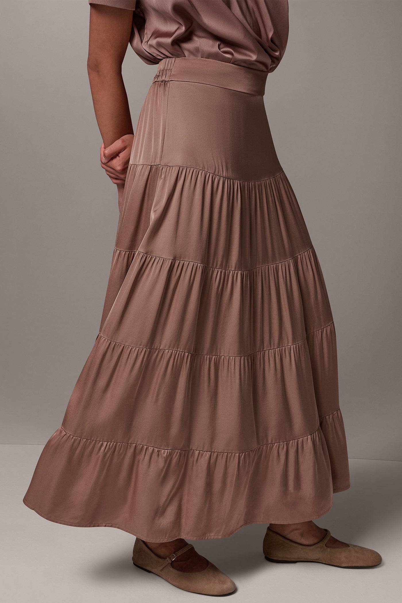 SATIN FLAT FRONT PRARIE SKIRT VIEW 2