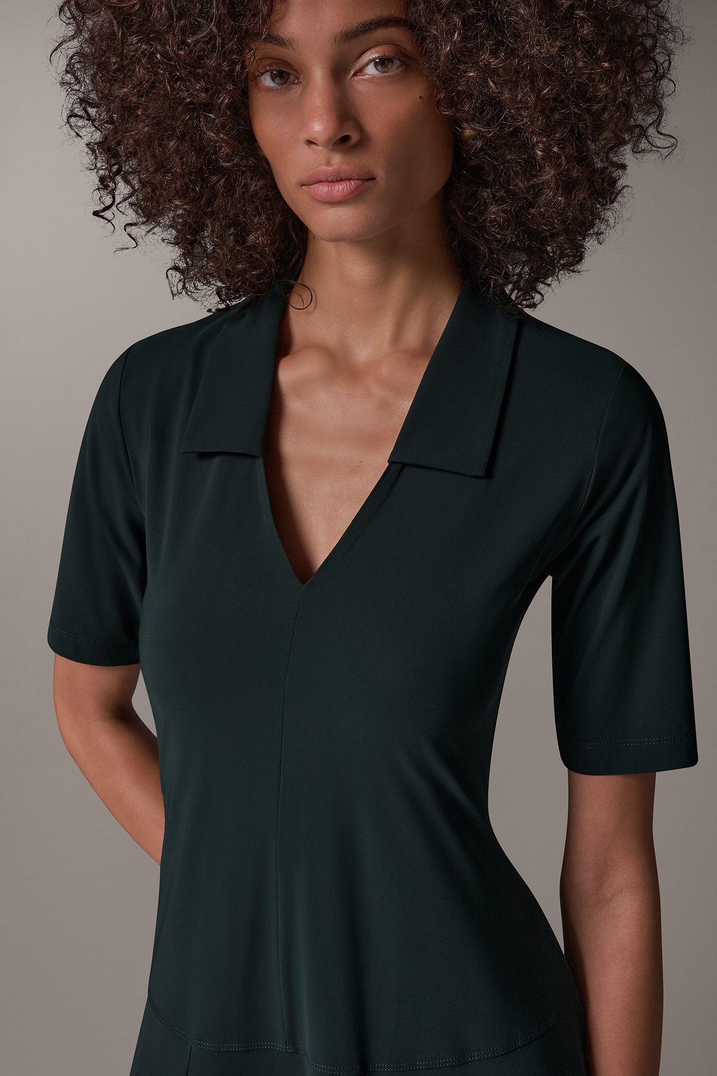 WARP KNIT ELBOW SLEEVE DRESS VIEW 4