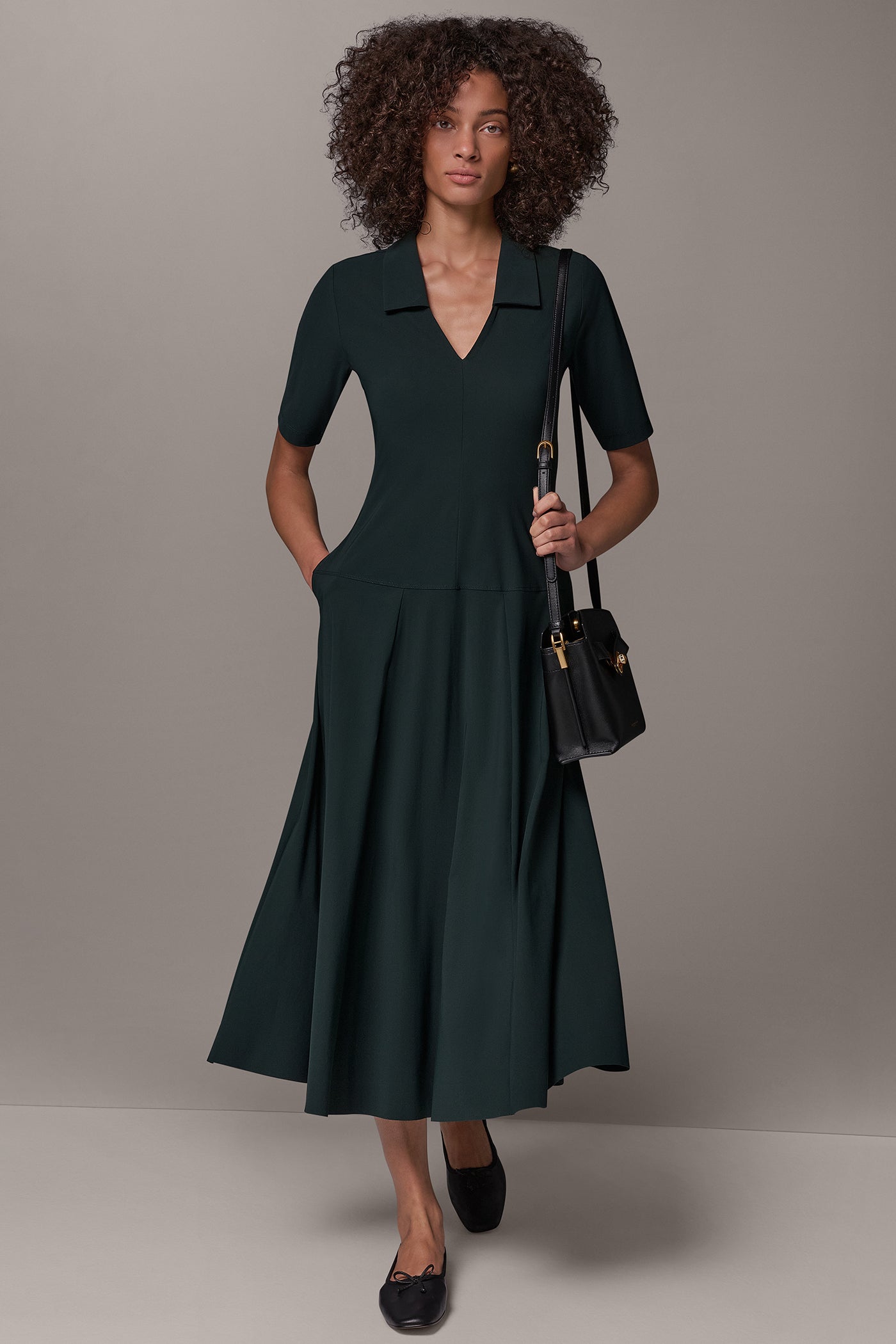 WARP KNIT ELBOW SLEEVE DRESS VIEW 8