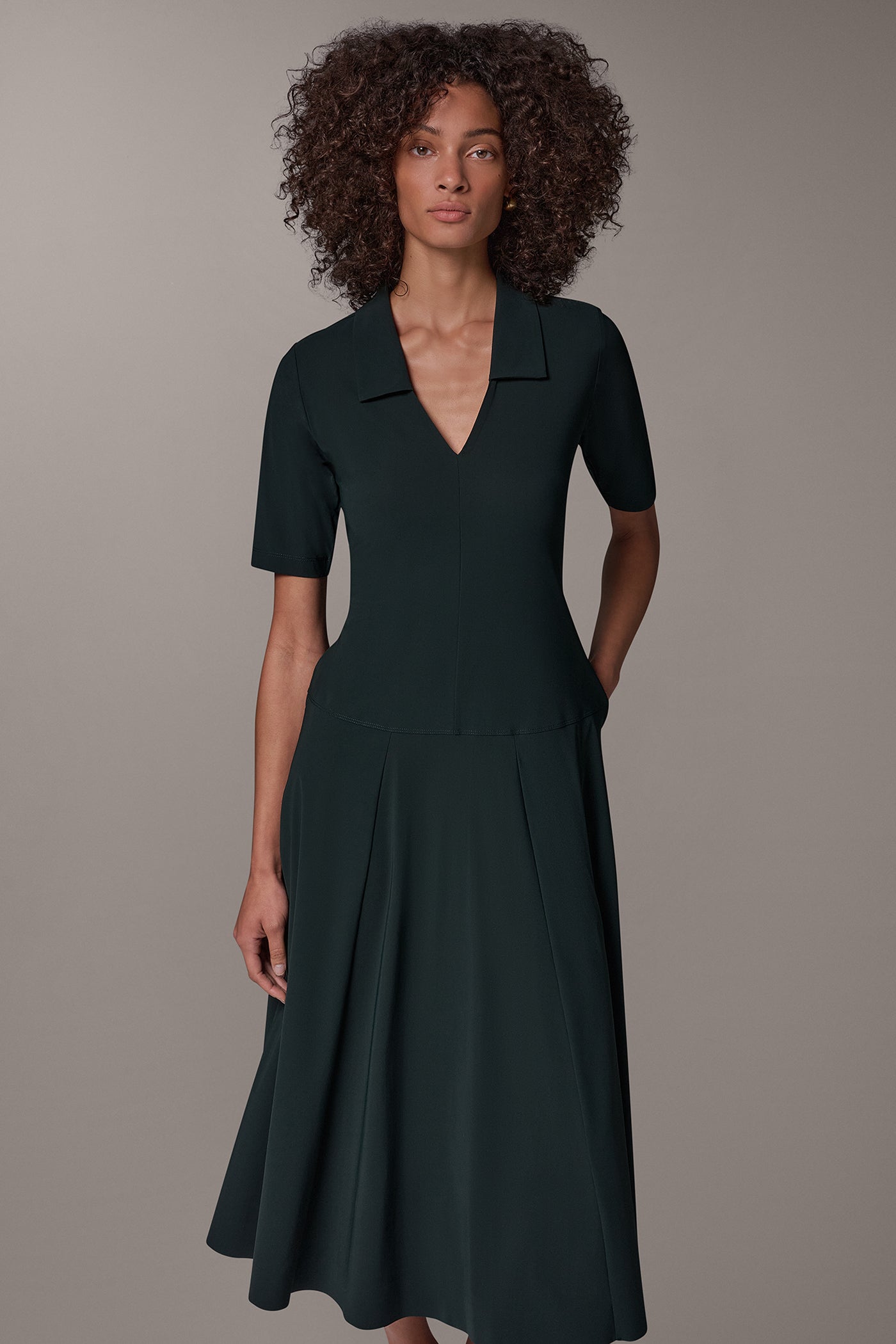 WARP KNIT ELBOW SLEEVE DRESS VIEW 7
