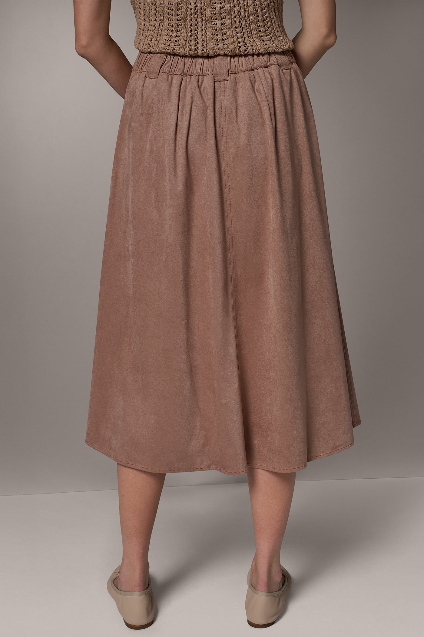 MICROSUEDE MIDI PULL-ON SKIRT VIEW 3