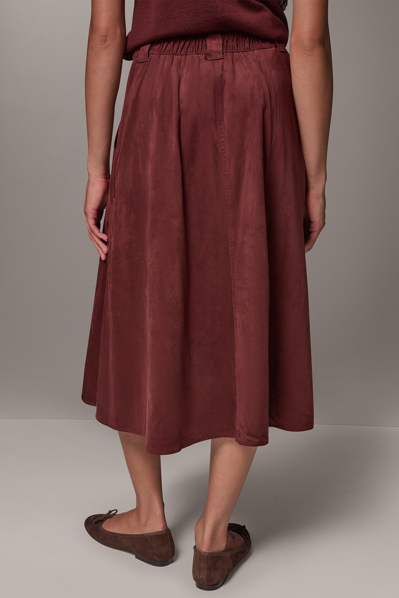 MICROSUEDE MIDI PULL-ON SKIRT VIEW 3