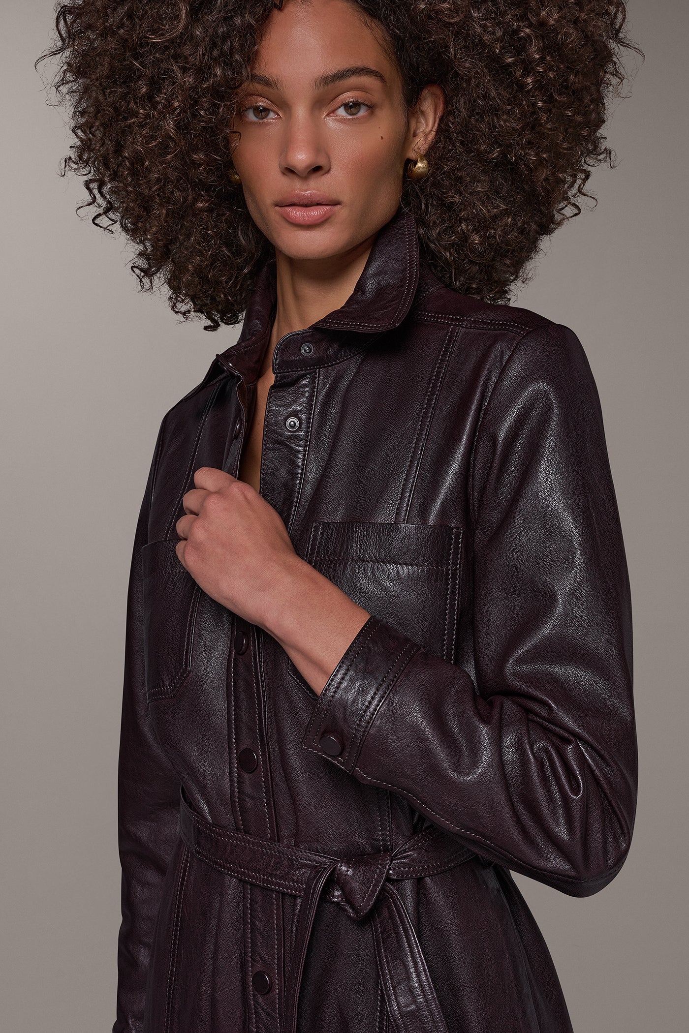 LEATHER SNAP FRONT DUSTER VIEW 7