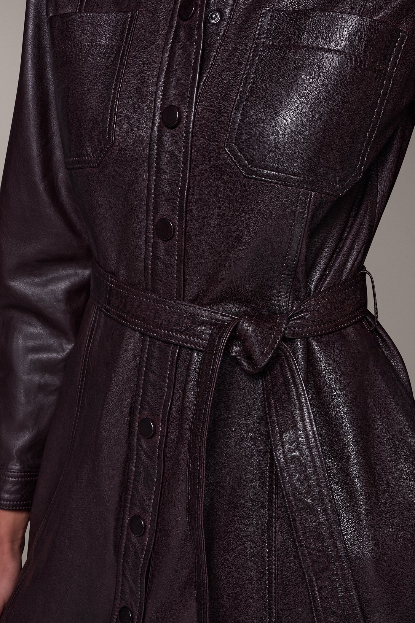 LEATHER SNAP FRONT DUSTER VIEW 9