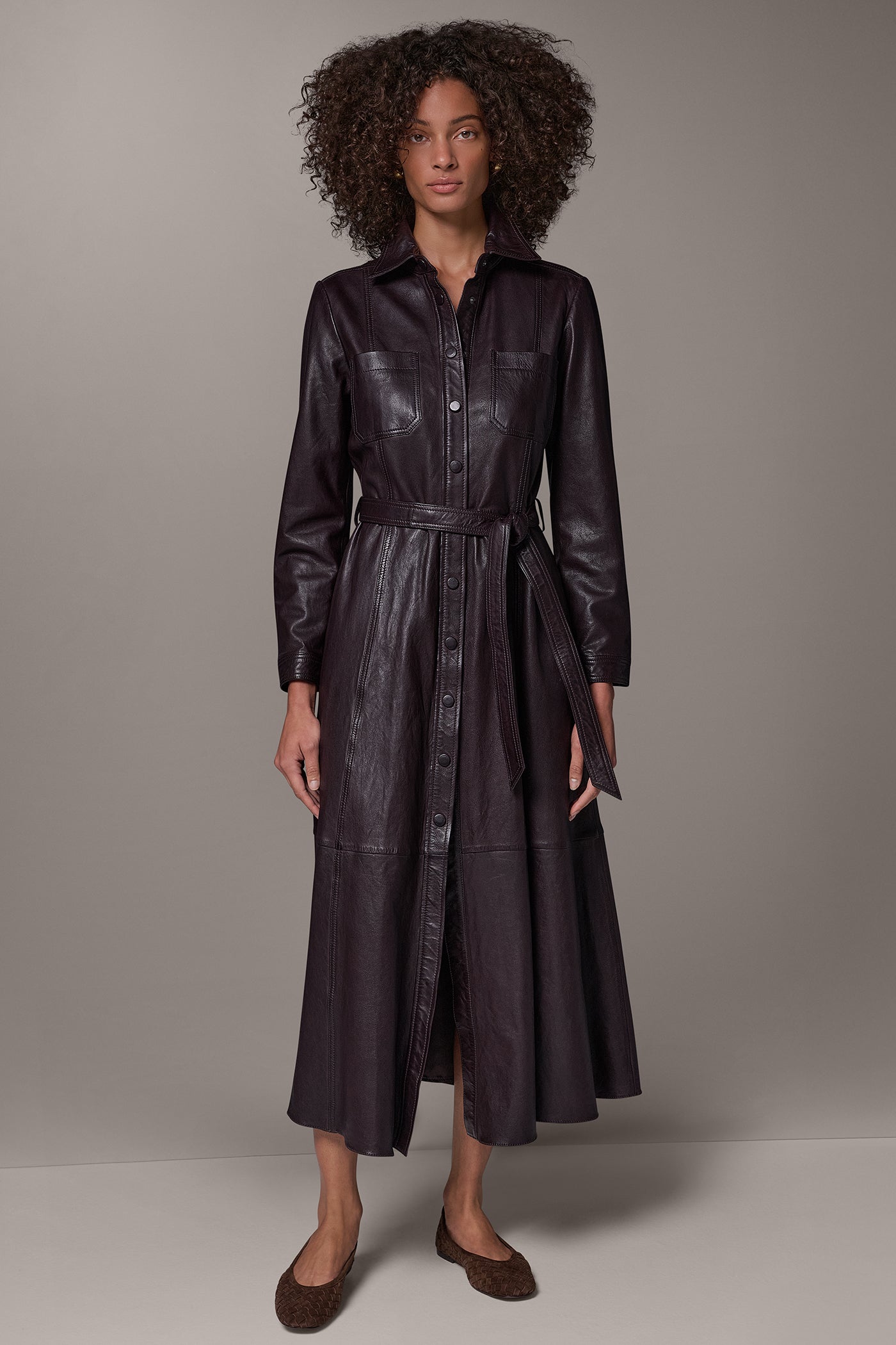 LEATHER SNAP FRONT DUSTER VIEW 1