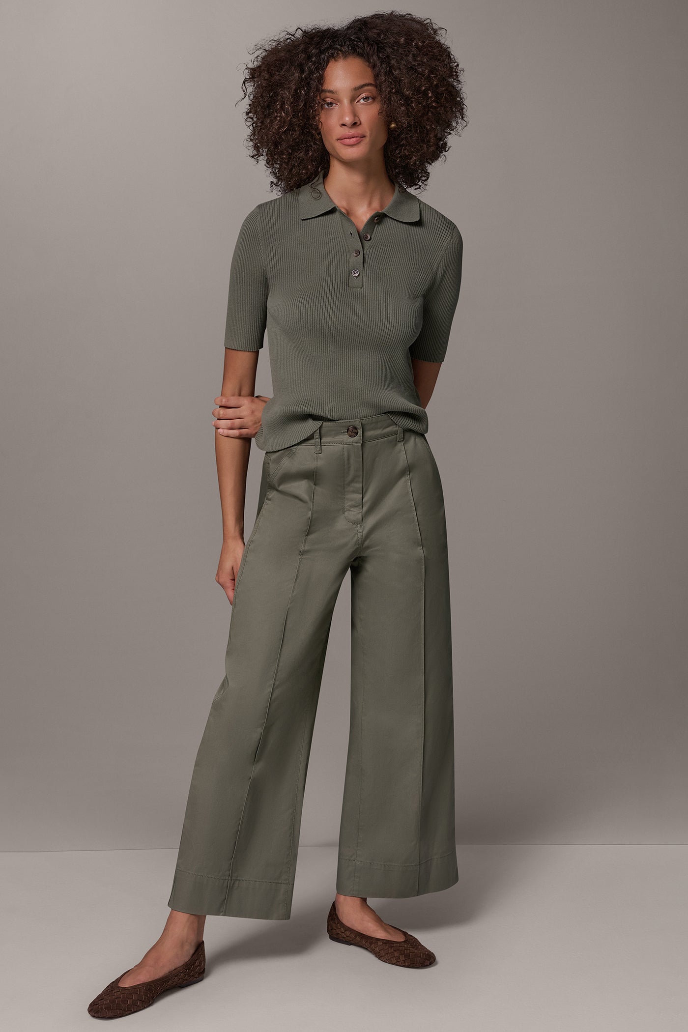 TWILL MID RISE PIN TUCK PANT VIEW 6