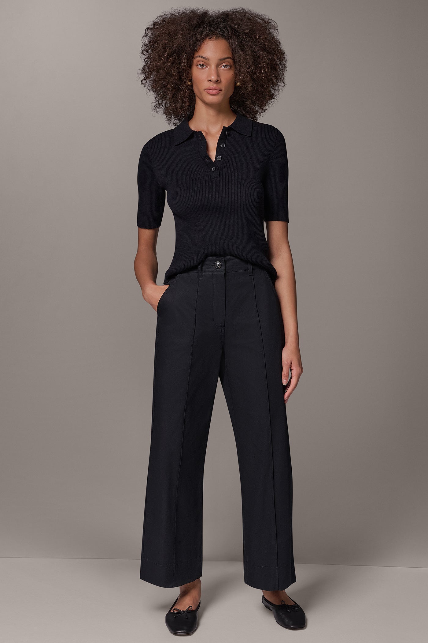 TWILL MID RISE PIN TUCK PANT VIEW 6