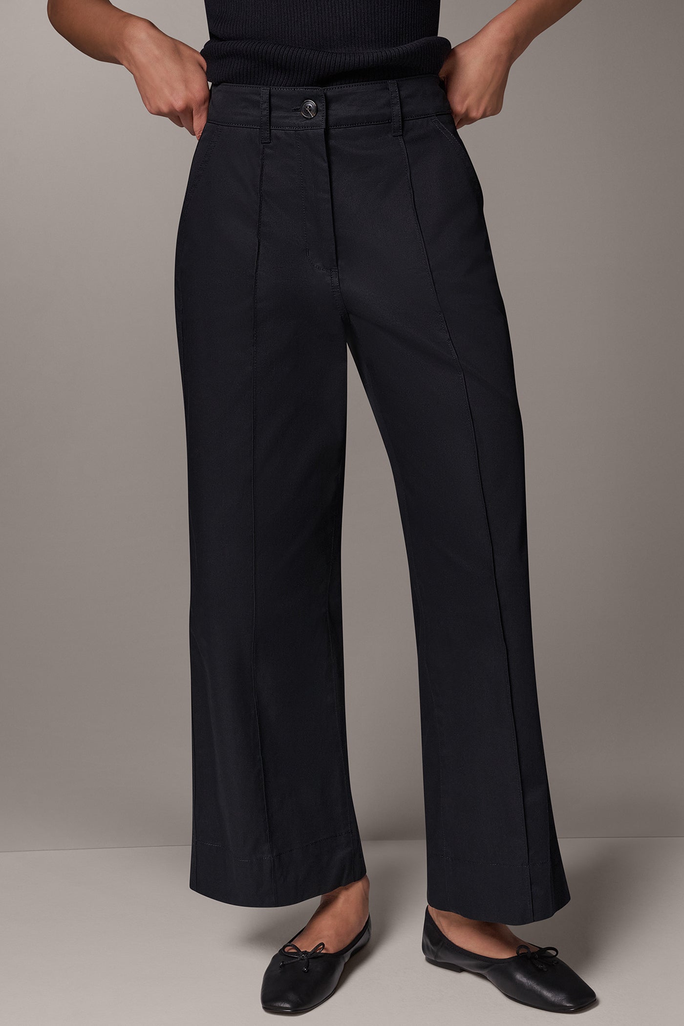 TWILL MID RISE PIN TUCK PANT VIEW 1
