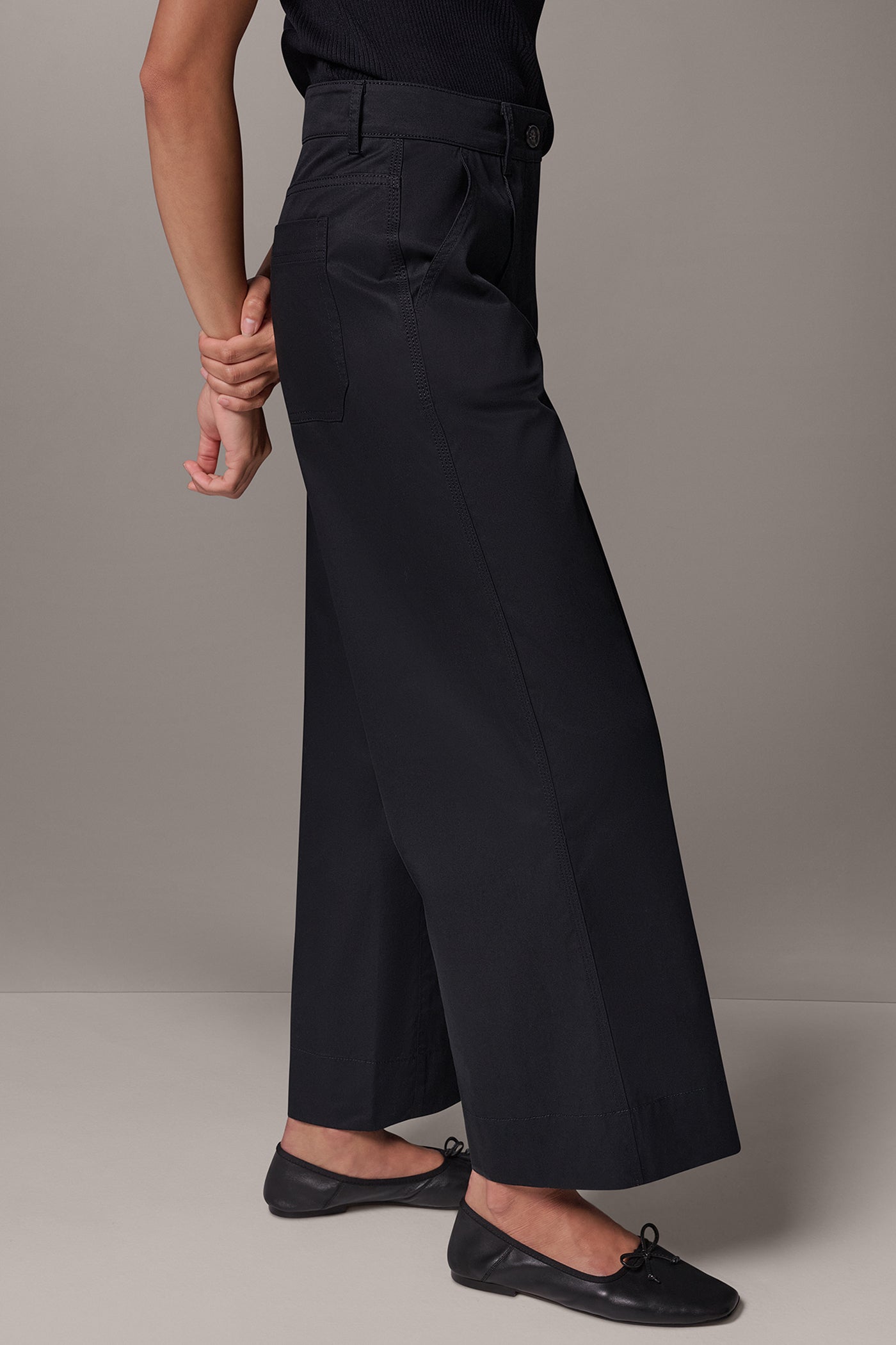 TWILL MID RISE PIN TUCK PANT VIEW 2