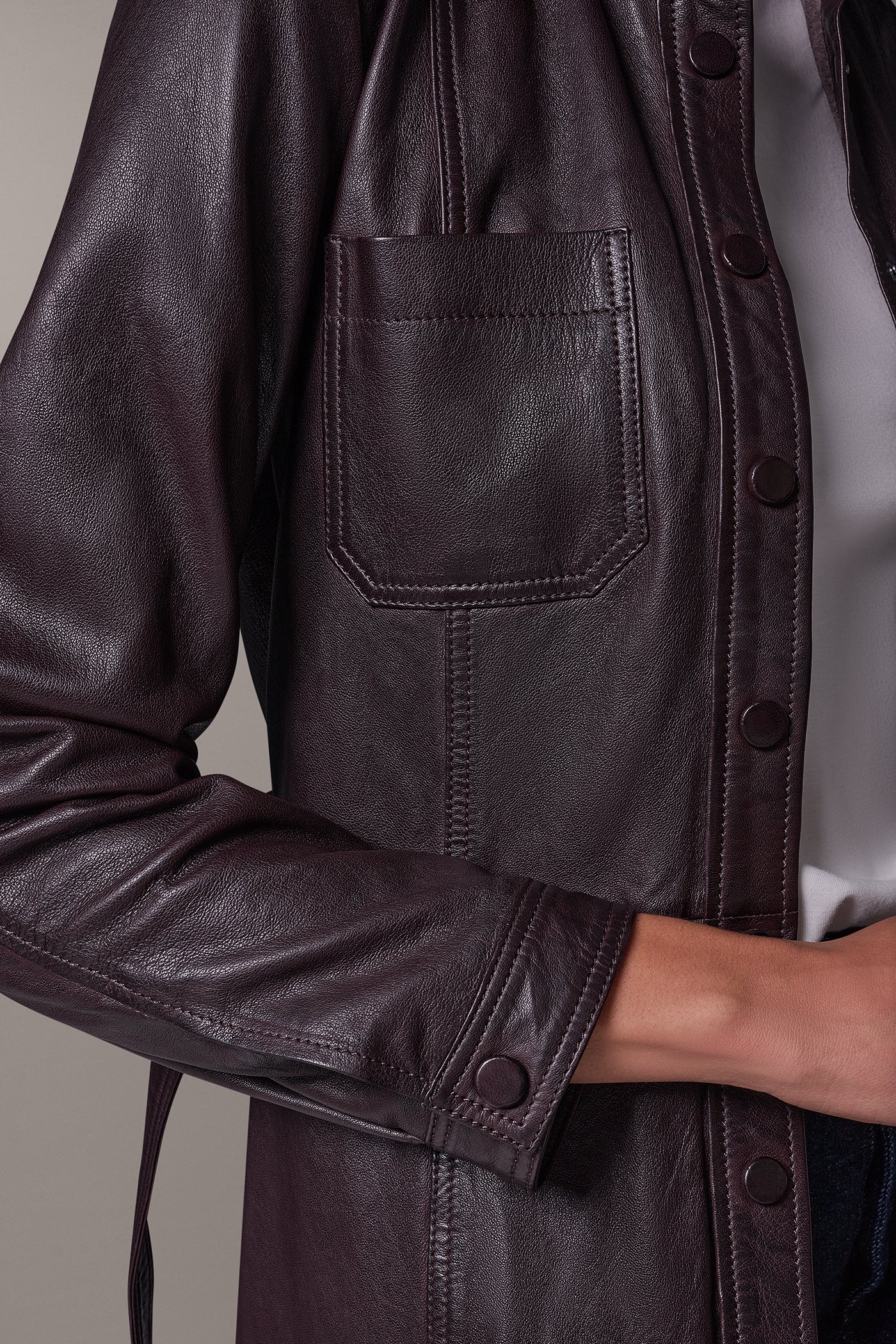LEATHER SNAP FRONT DUSTER VIEW 12