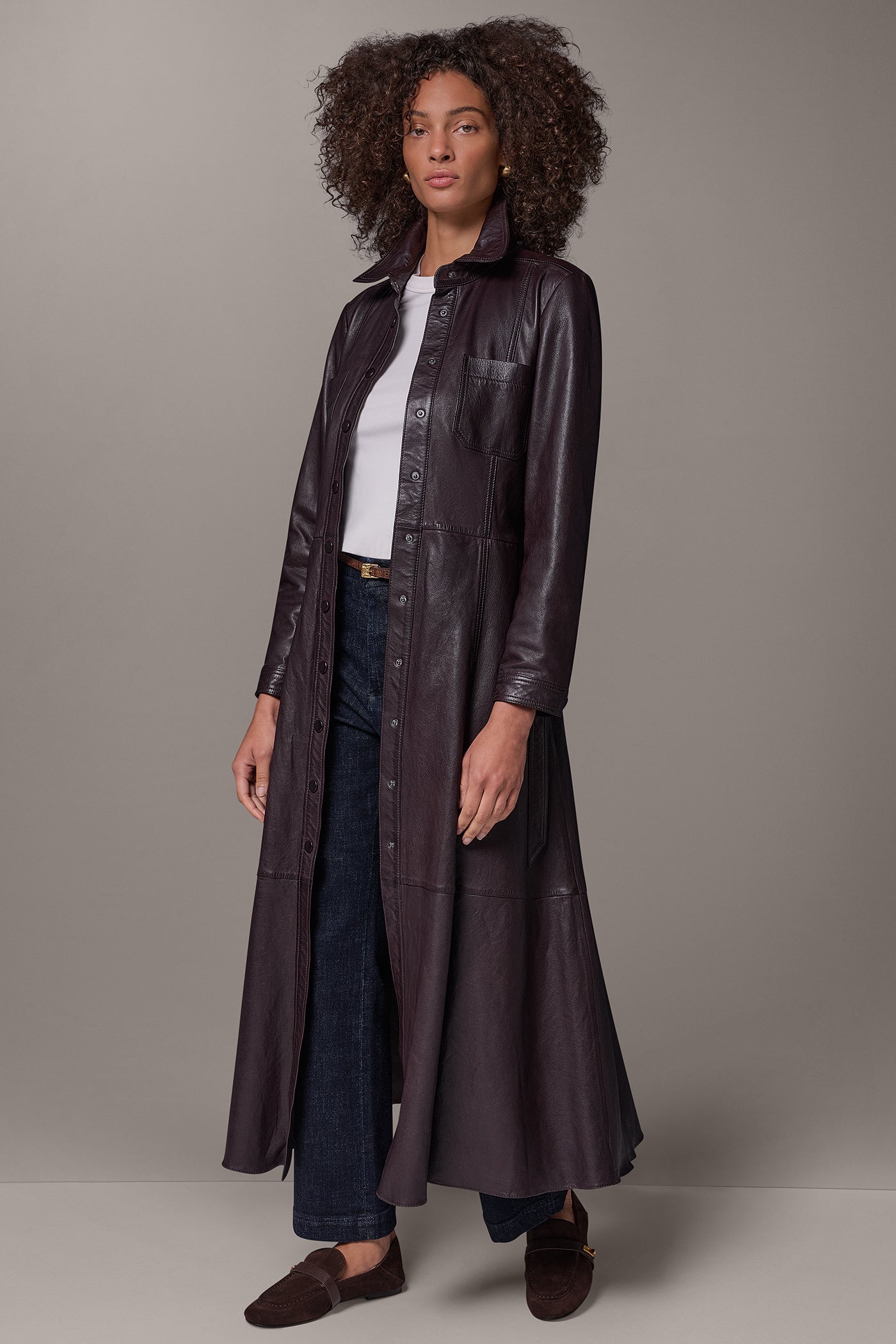 LEATHER SNAP FRONT DUSTER VIEW 2