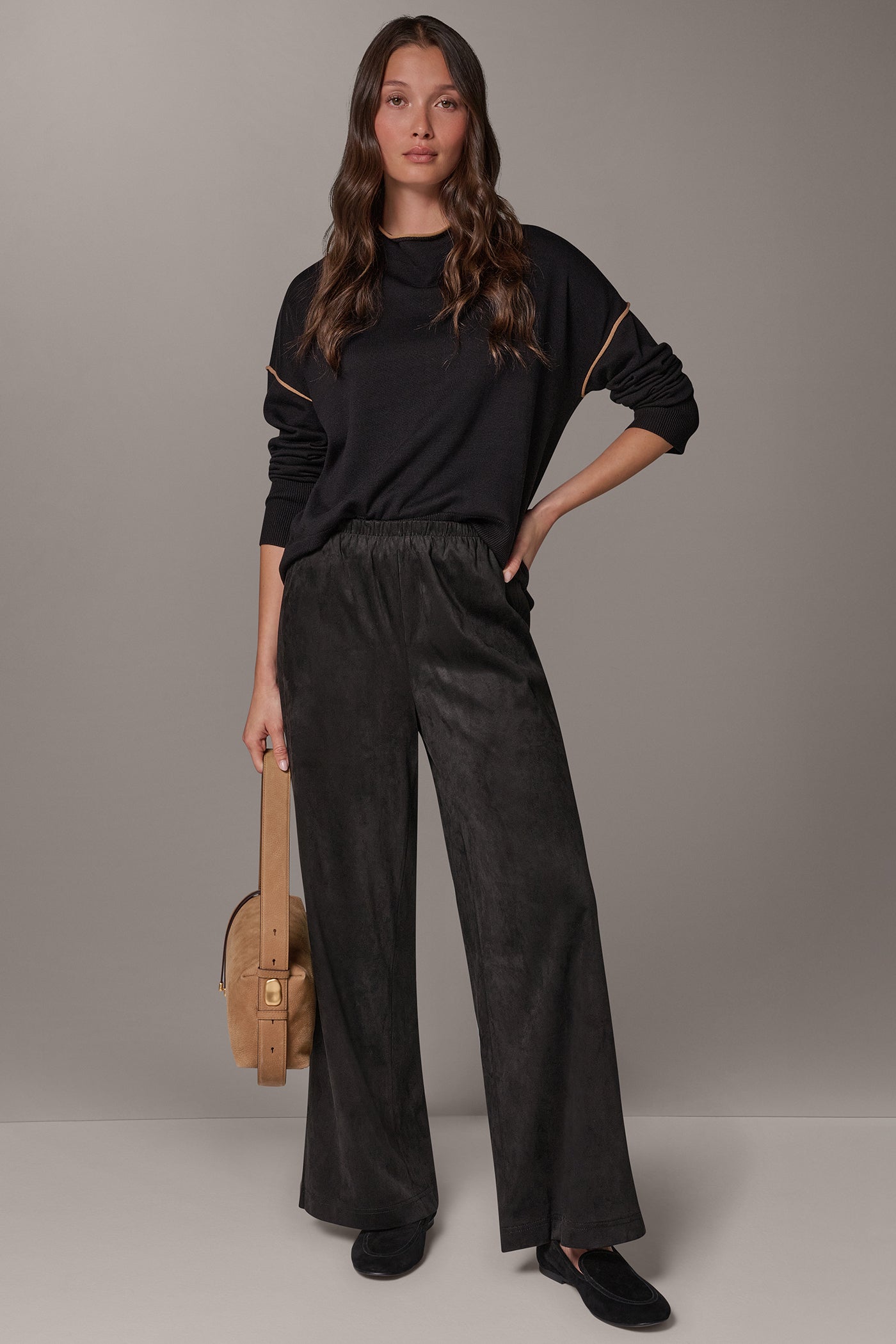 MID-RISE MICROSUEDE WIDE-LEG PULL-ON PANT VIEW 6