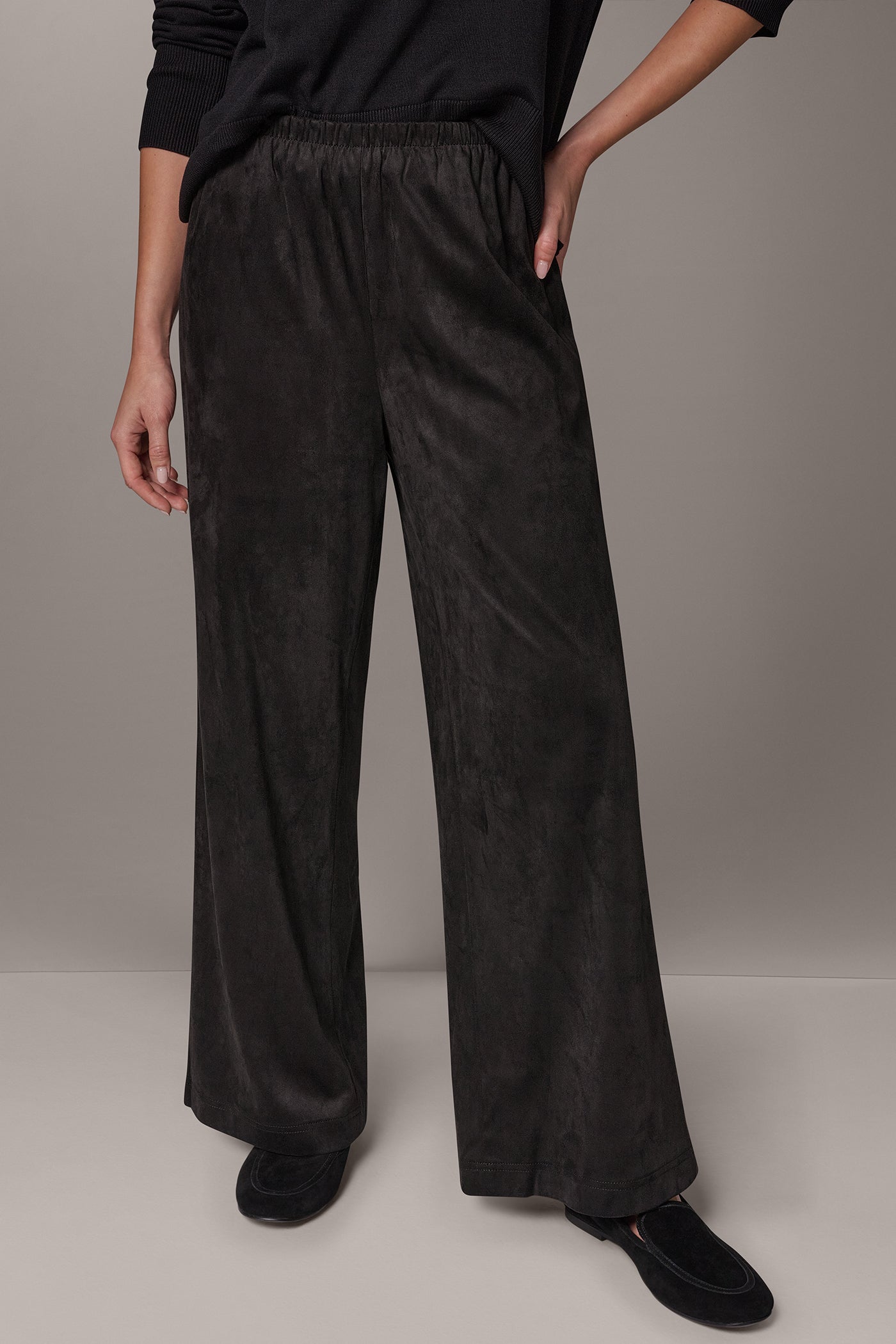 MID-RISE MICROSUEDE WIDE-LEG PULL-ON PANT VIEW 1