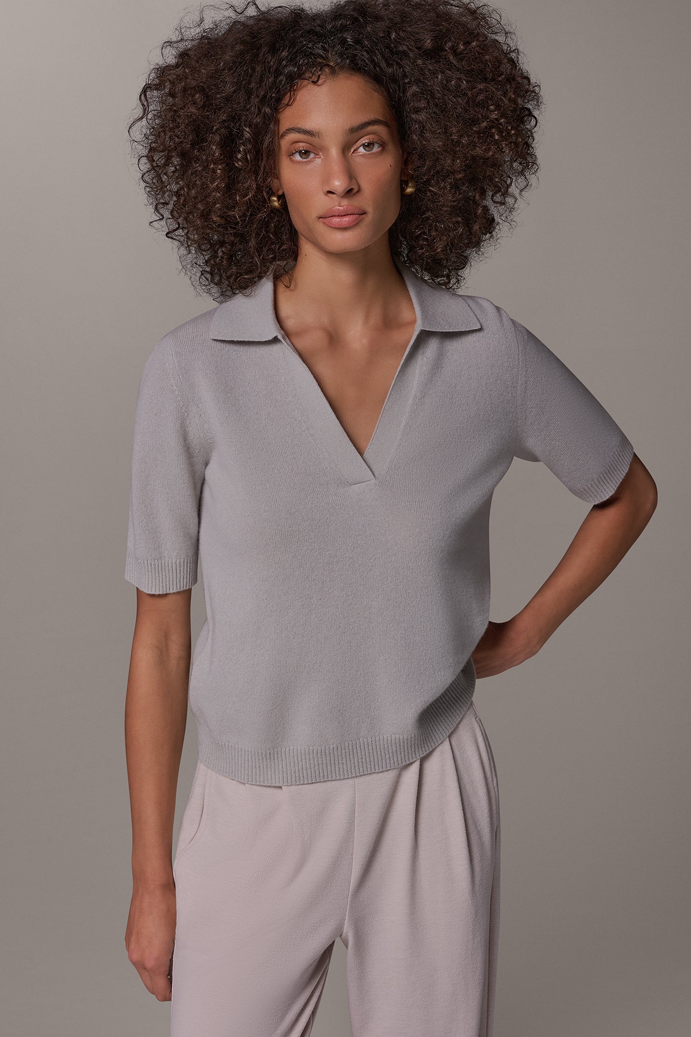 CASHMERE POLO SWEATER VIEW 1