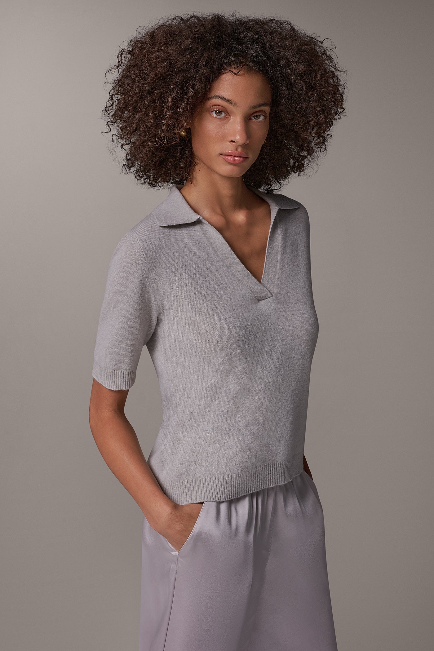 CASHMERE POLO SWEATER VIEW 4