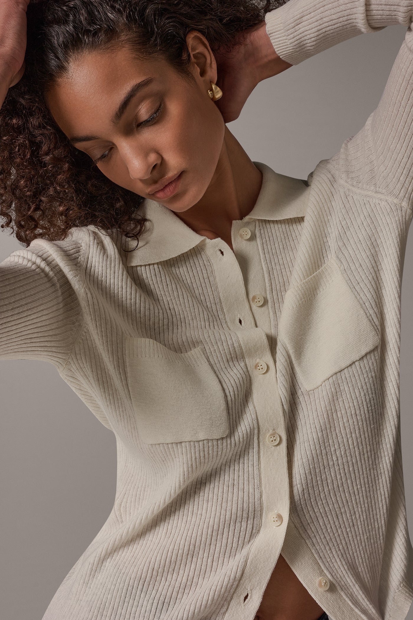 POLO RIB BUTTON DOWN SWEATER VIEW 2