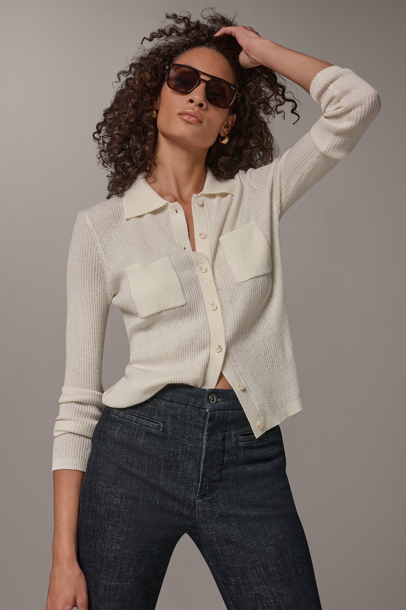 POLO RIB BUTTON DOWN SWEATER VIEW 6